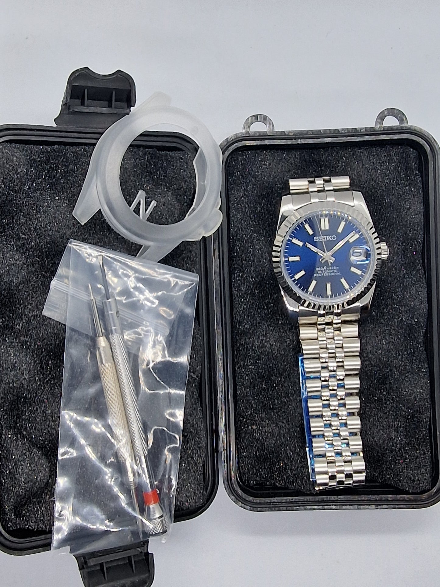 Seiko Mod Datejust Blue Nh35 Automatic 36mm Custom Sapphire Glass