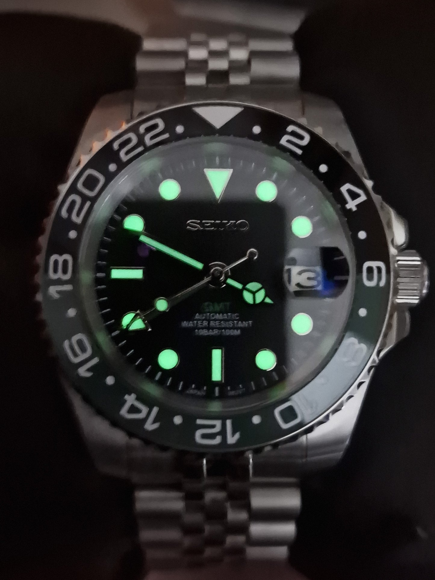 Seiko Mod Sprite Gmt Nh34 Automatic 40mm Custom Ceramic Bezel