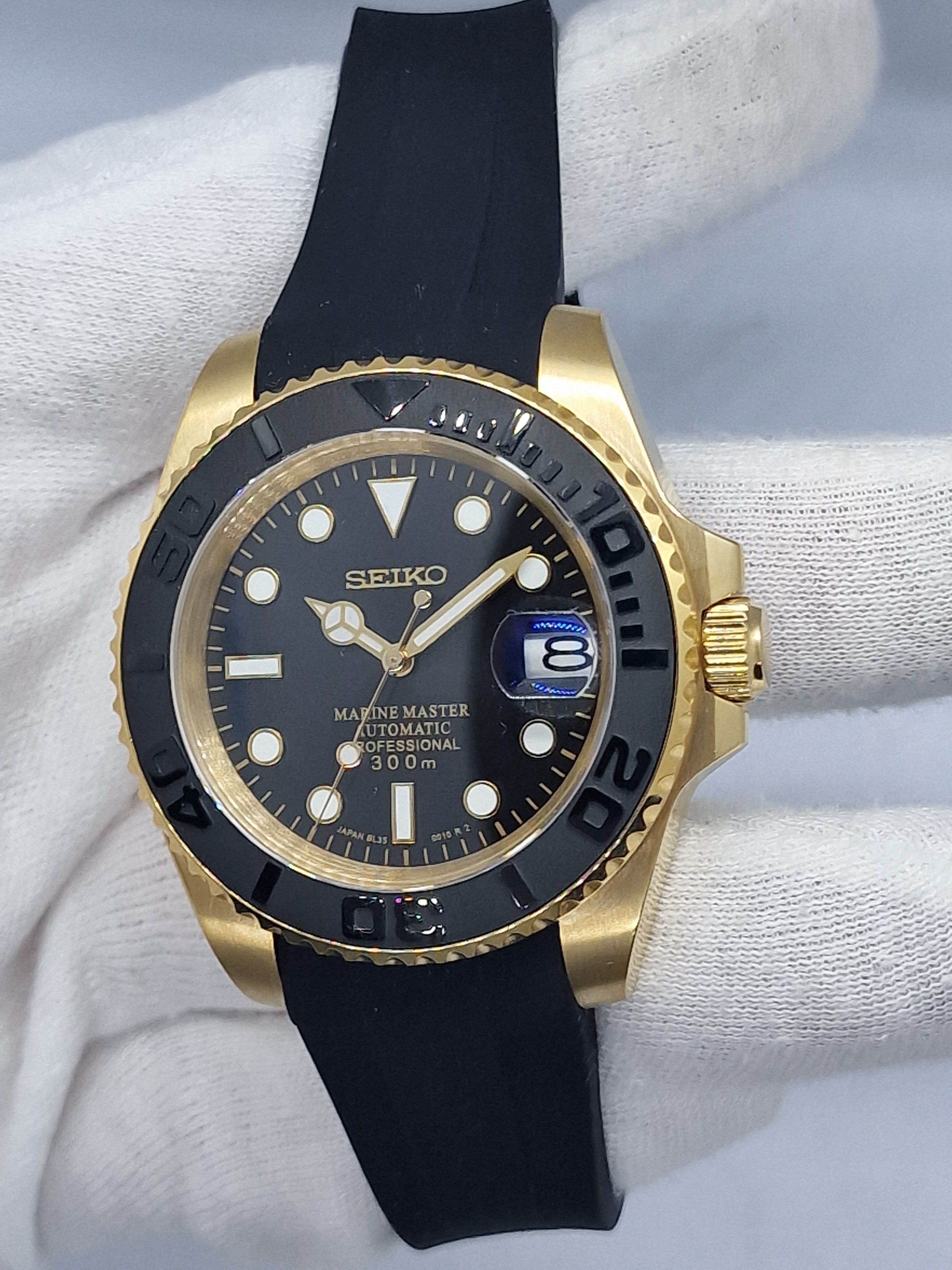 Seiko Mod Yachtmaster Gelbgold NH35 Automatik 40 mm individuelle
