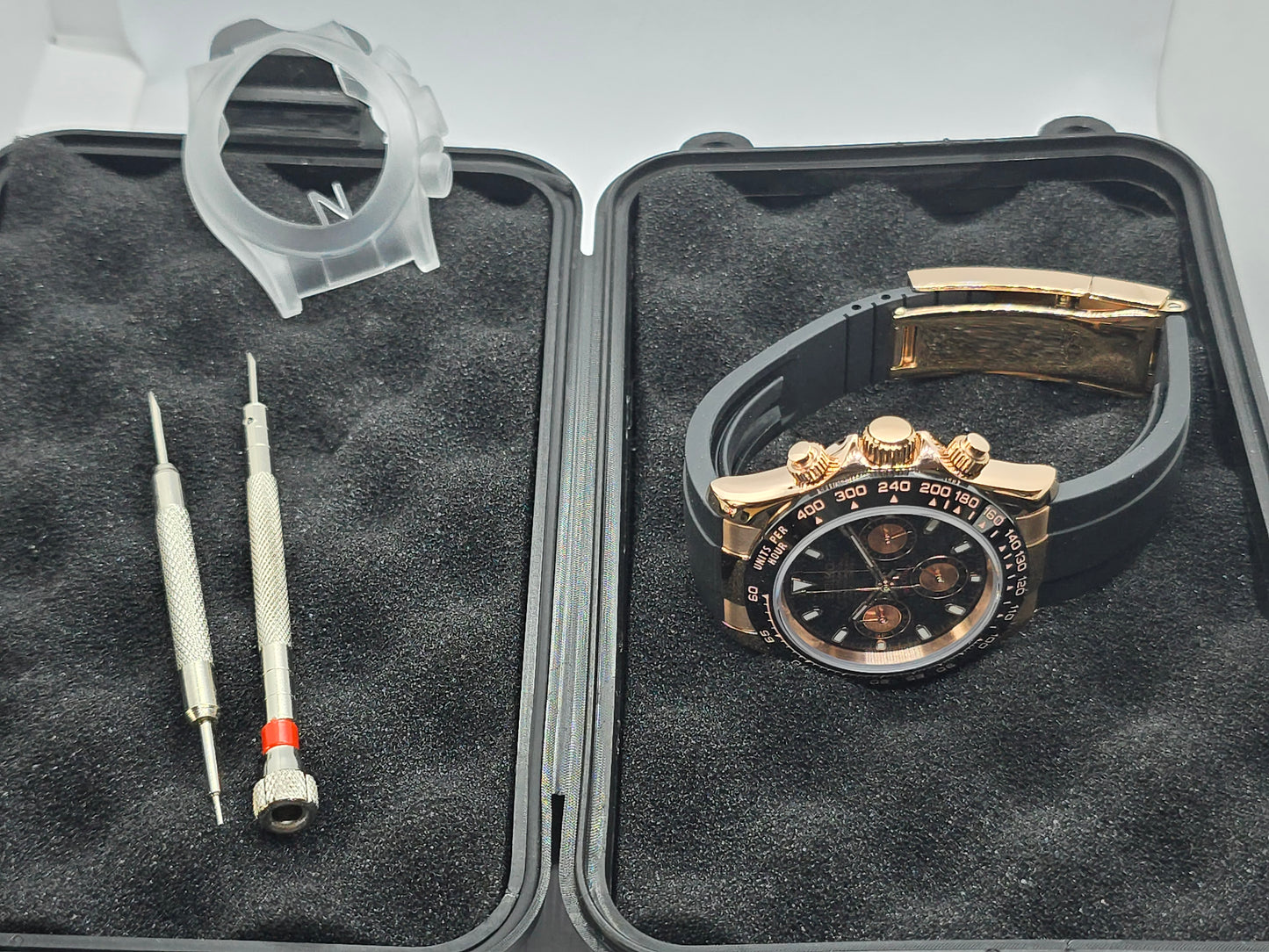 Seiko Mod Daytona cronografo oro rosa Vk63 quarzo 40 mm lunetta ceramica