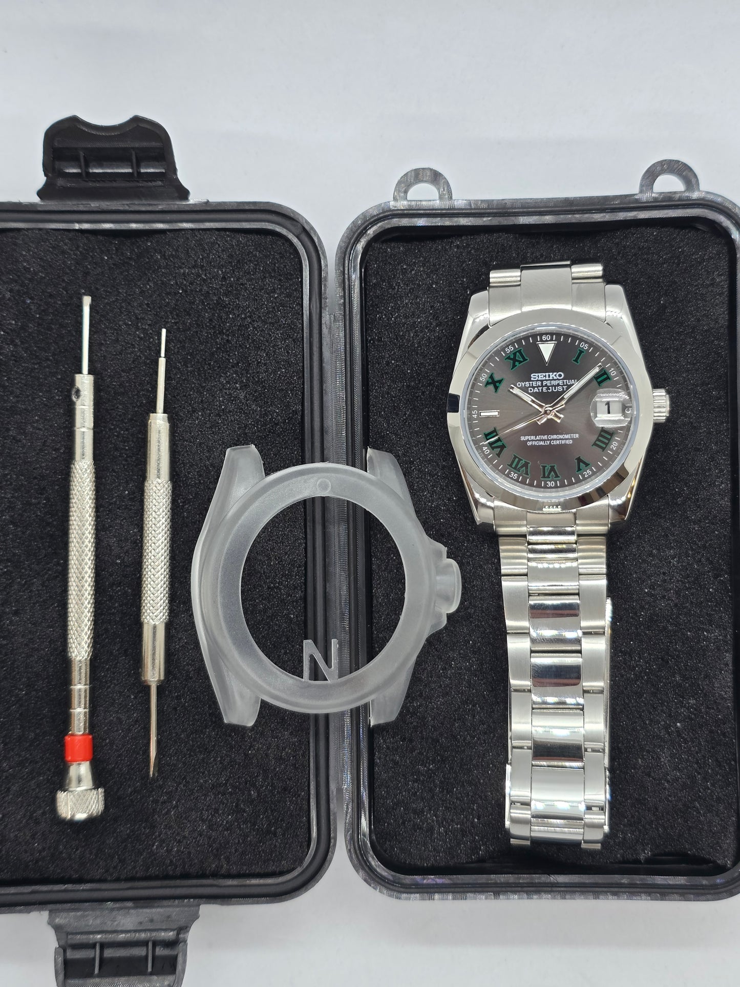 Seiko Mod Wimbledon Datejust Nh35 automatico Oyster 36mm vetro zaffiro