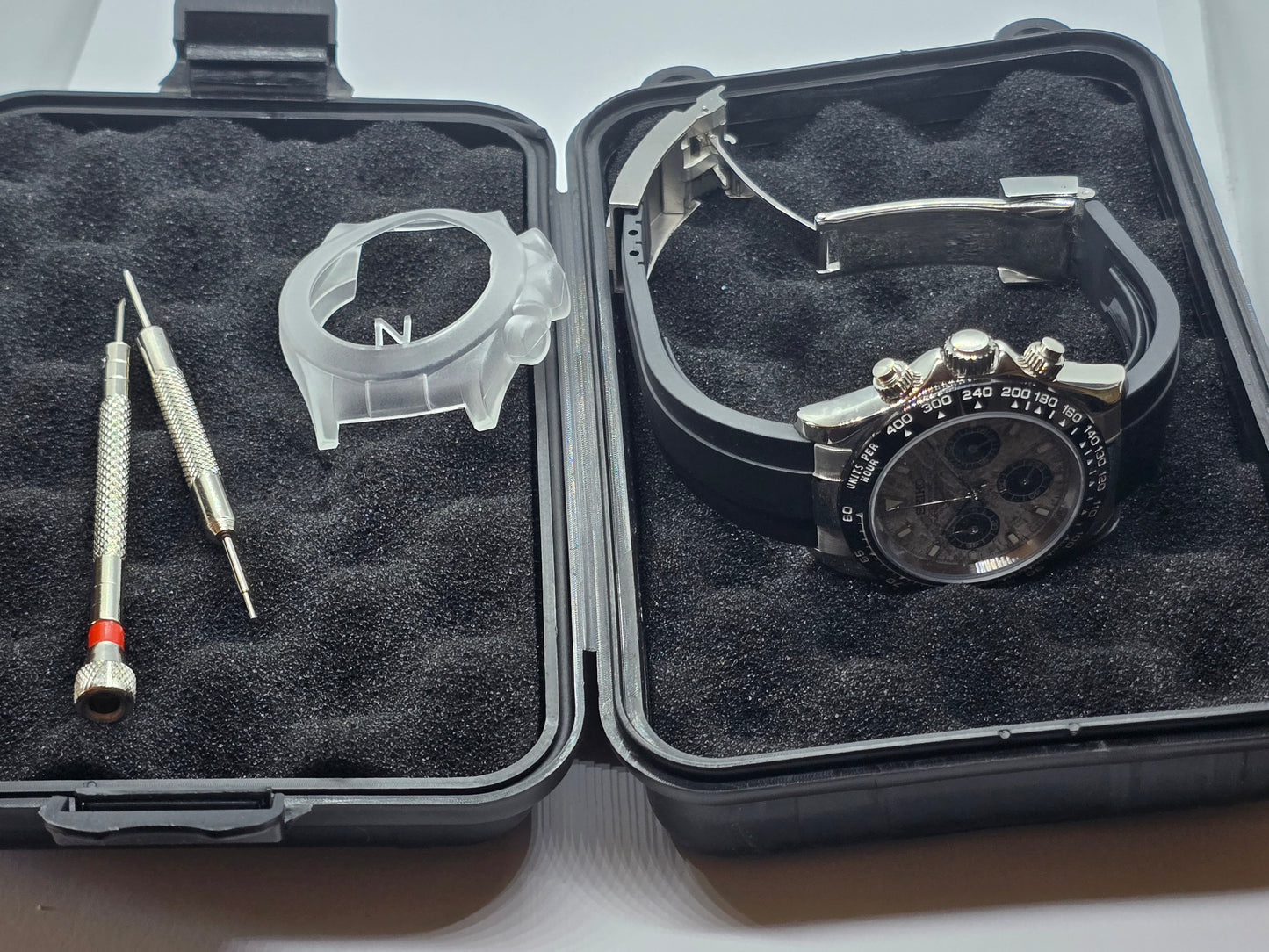 Seiko Mod Daytona Meteorite Vk63 quarzo lunetta ceramica