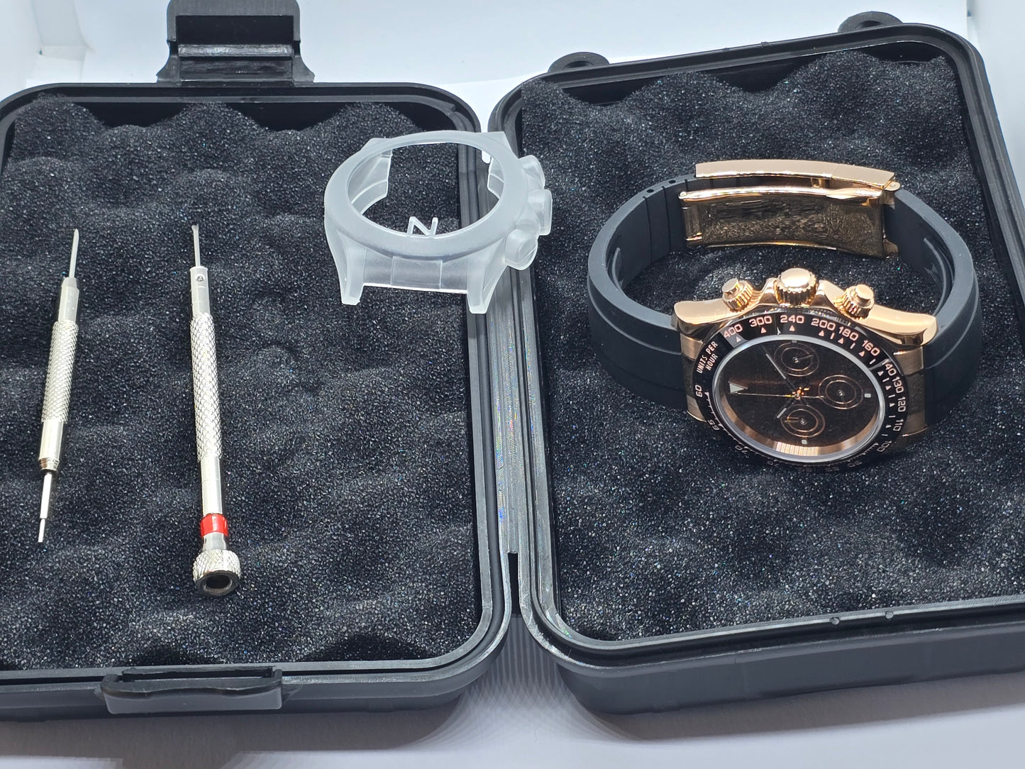 Seiko Mod Daytona Chocolate cronografo oro rosa Vk63 quarzo lunetta ceramica