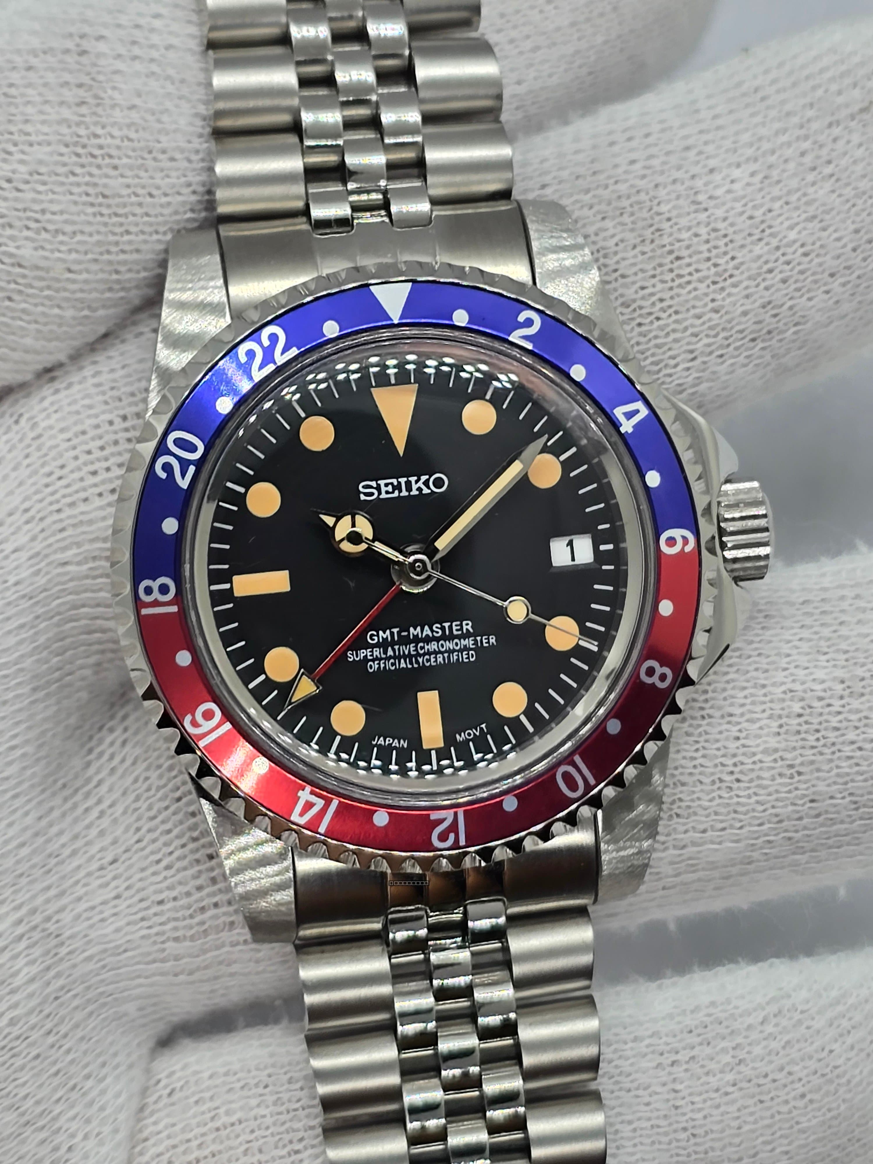 Orologio Mod Gmt Pepsi Nh34 automatico 39mm vetro plexiglass