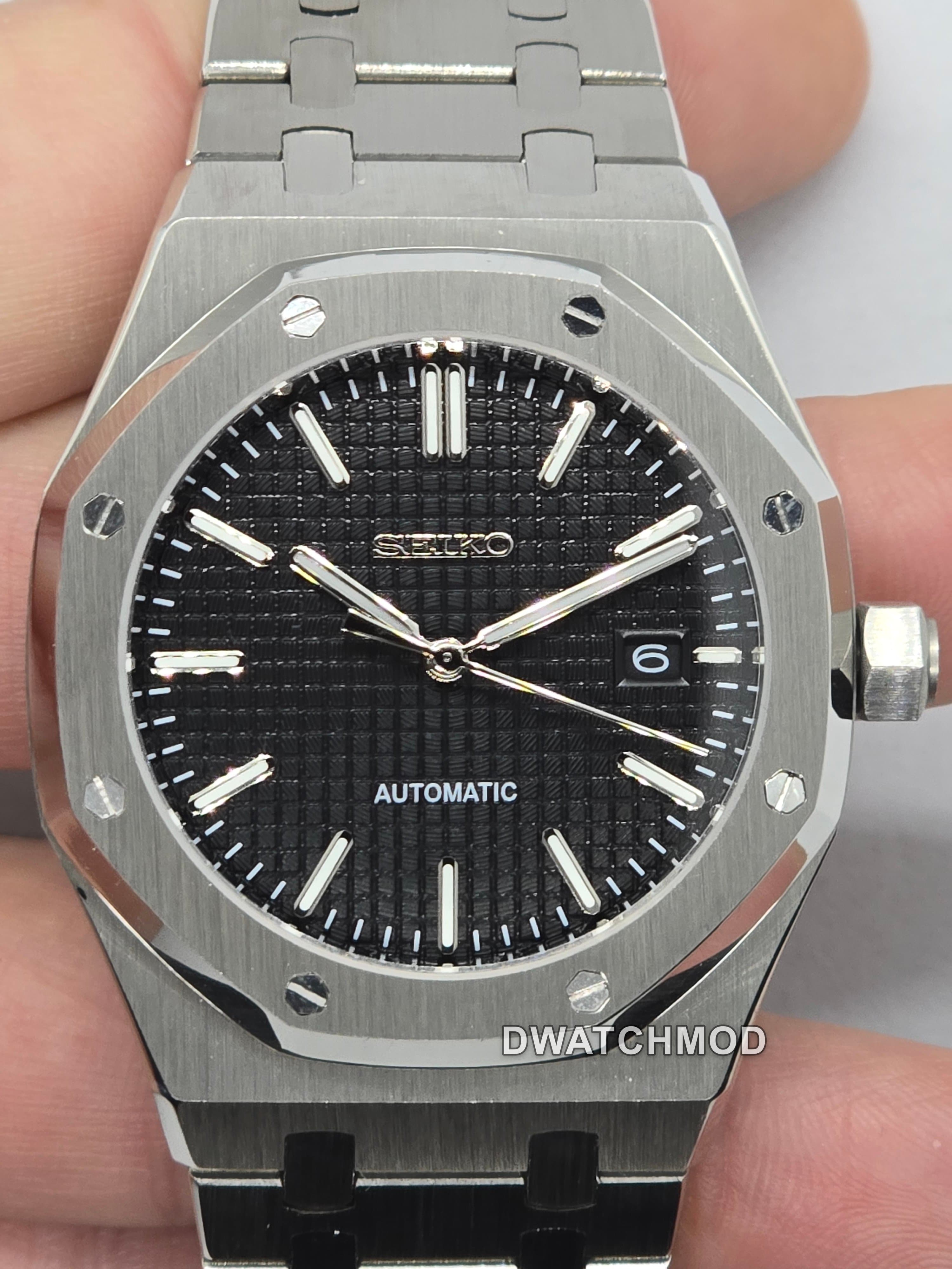 Orologio Mod Royal Oak nero Nh35 automatico vetro zaffiro