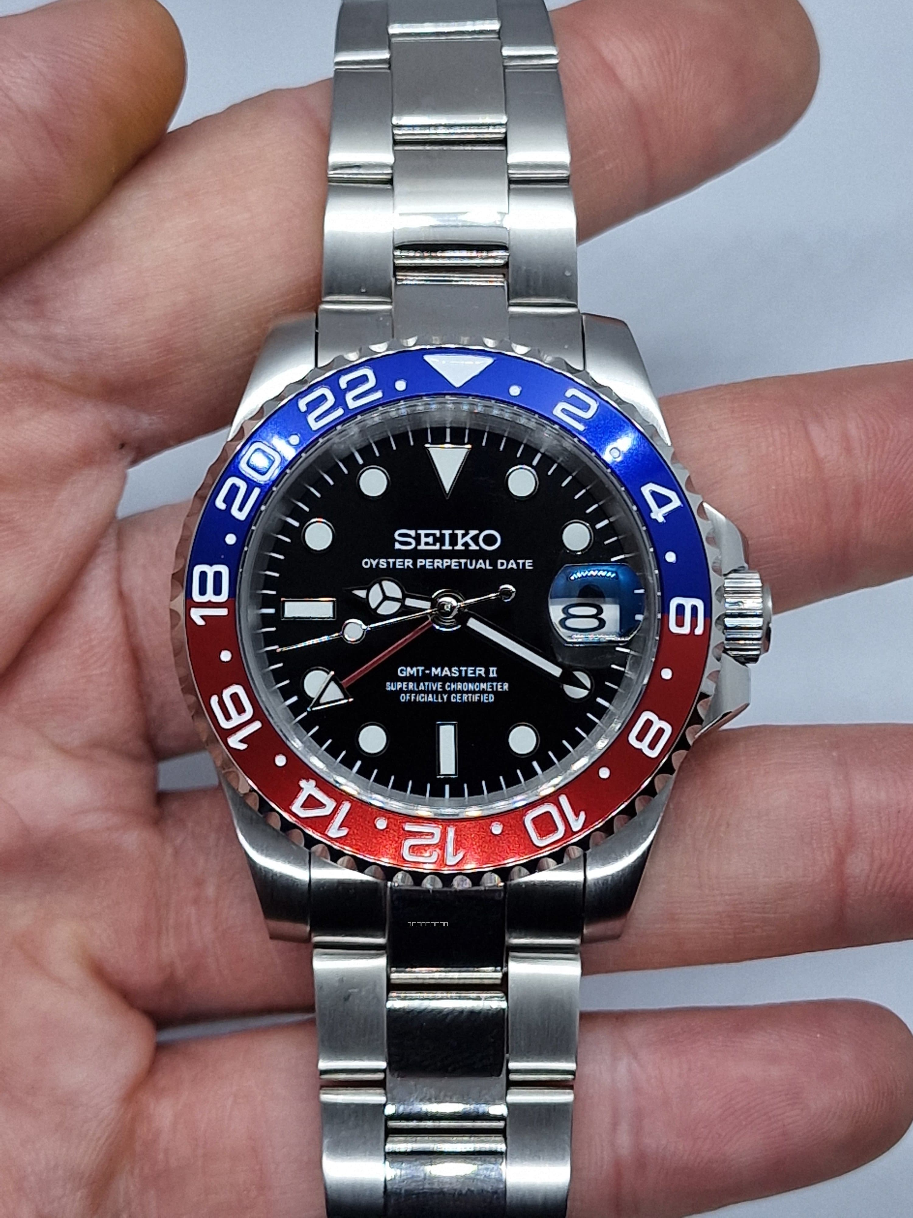 Orologio Mod Gmt Pepsi Nh34 automatico 40mm vetro zaffiro Oyster