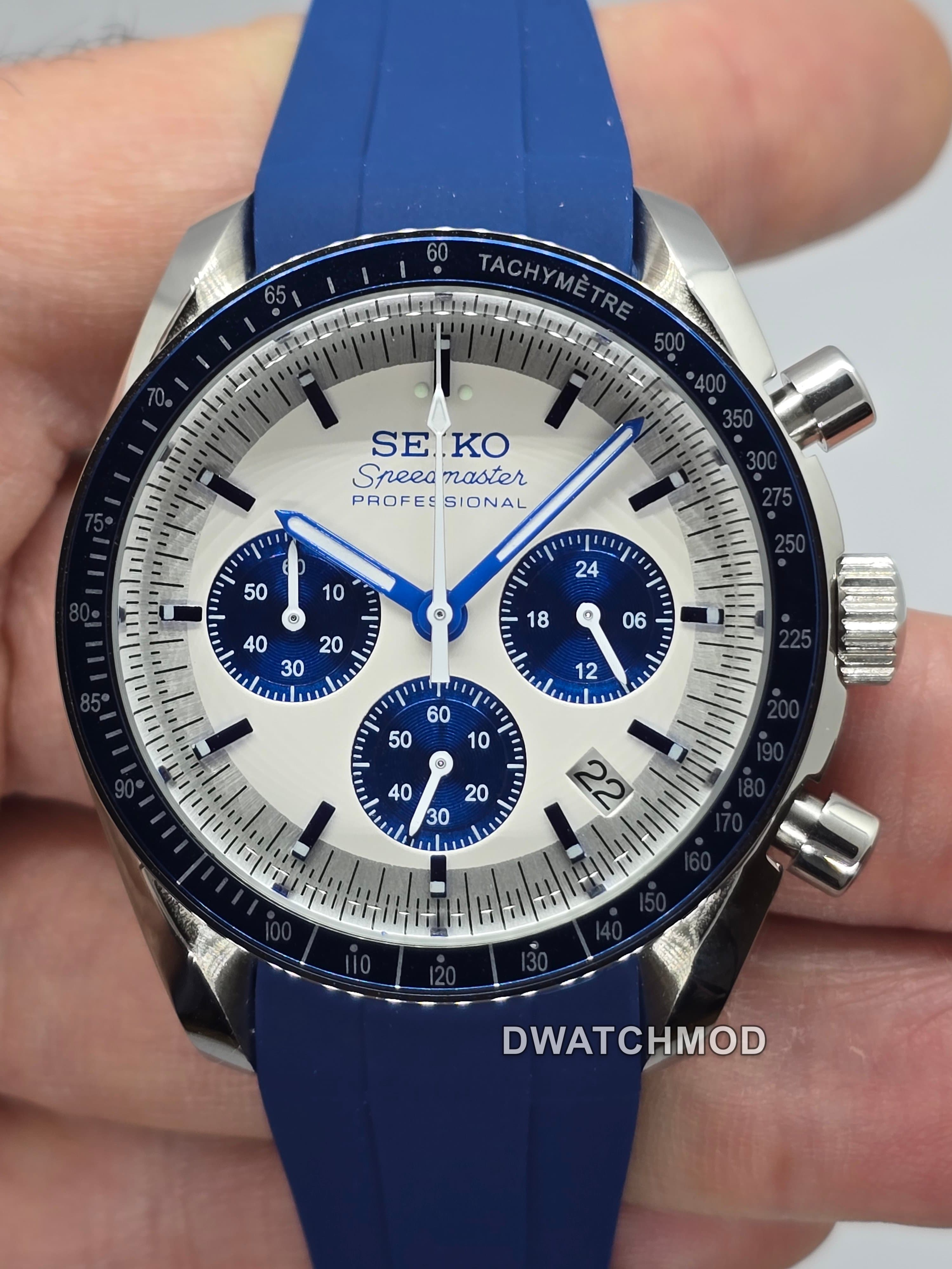 Orologio Mod Speedmaster blu Nh35 automatico 40mm vetro zaffiro