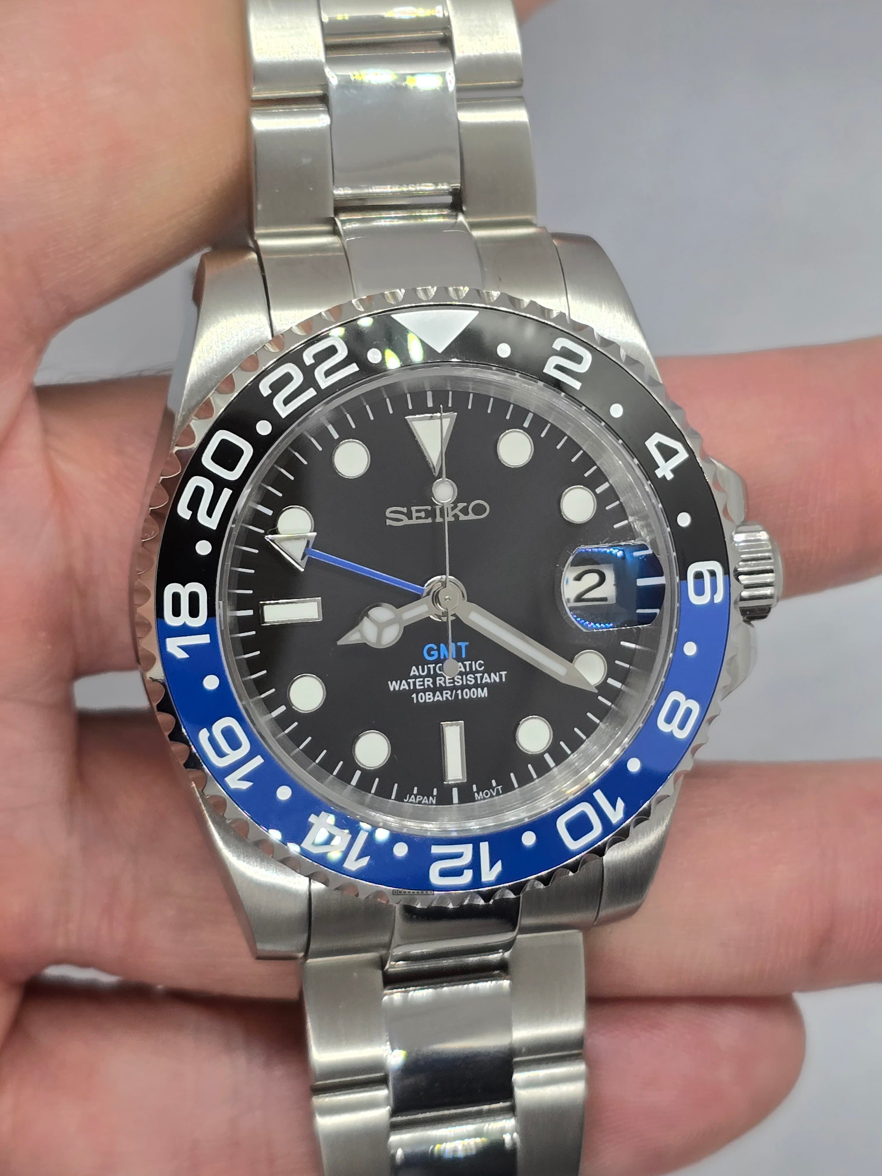 Orologio Mod Gmt Batman Nh34 automatico 40mm cinturino Oyster vetro zaffiro