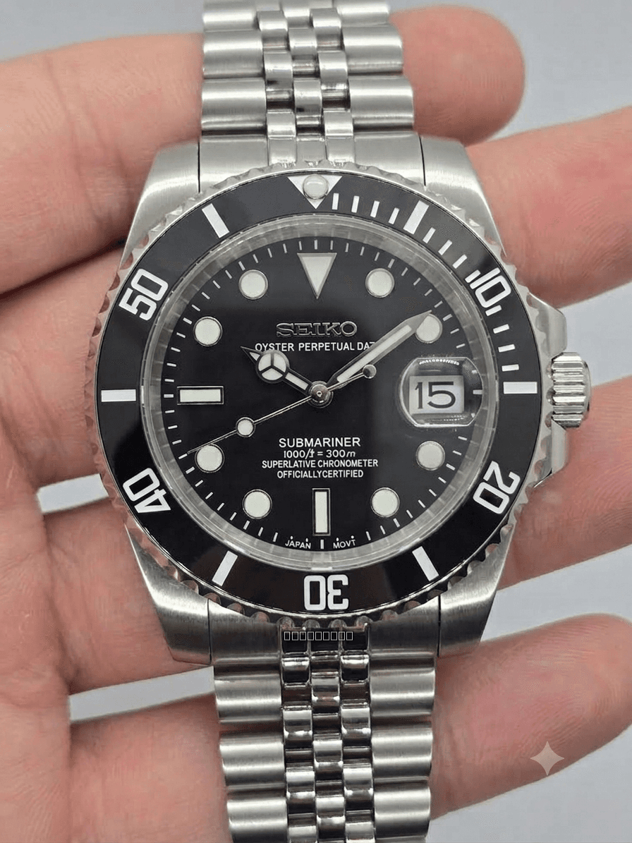 Orologio Mod Submariner Nh35 automatico 40 mm vetro zaffiro cinturino Jubilee