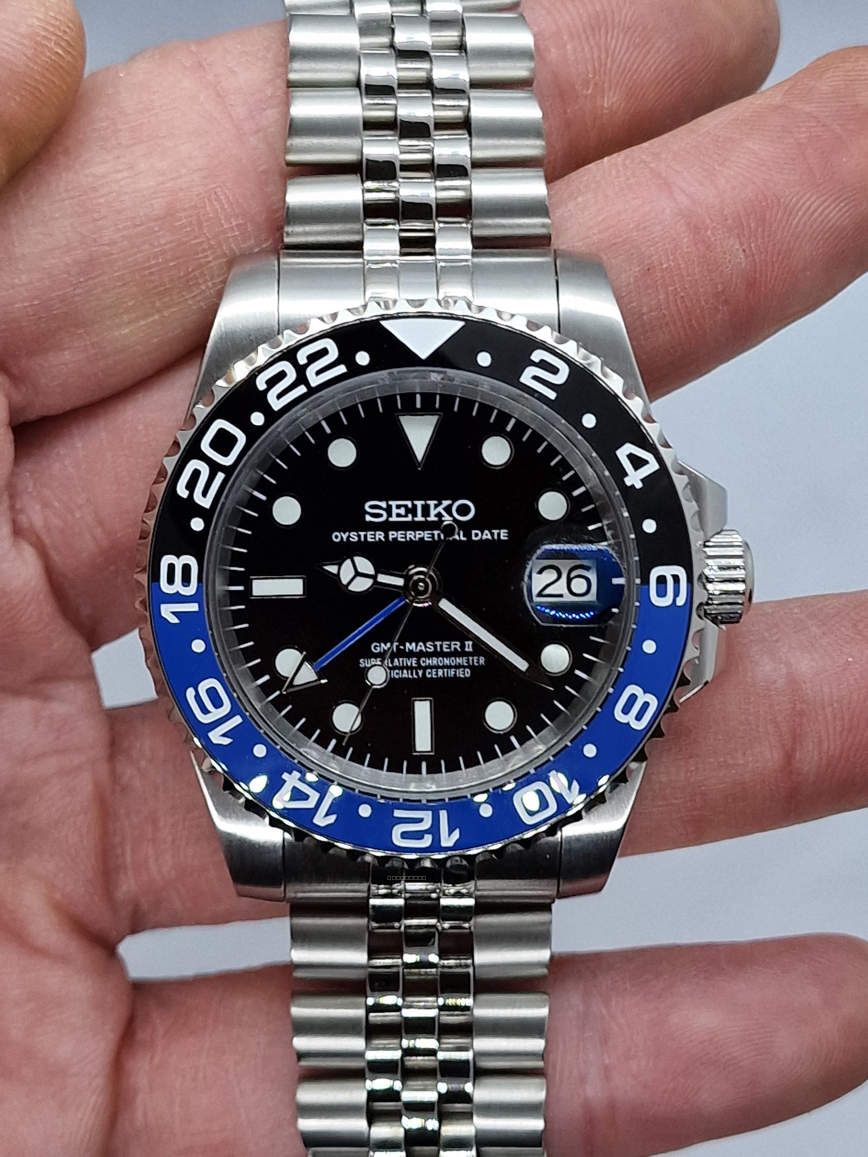 Orologio Mod Gmt Batman Nh34 automatico vetro zaffiro 40mm cinturino Jubilee