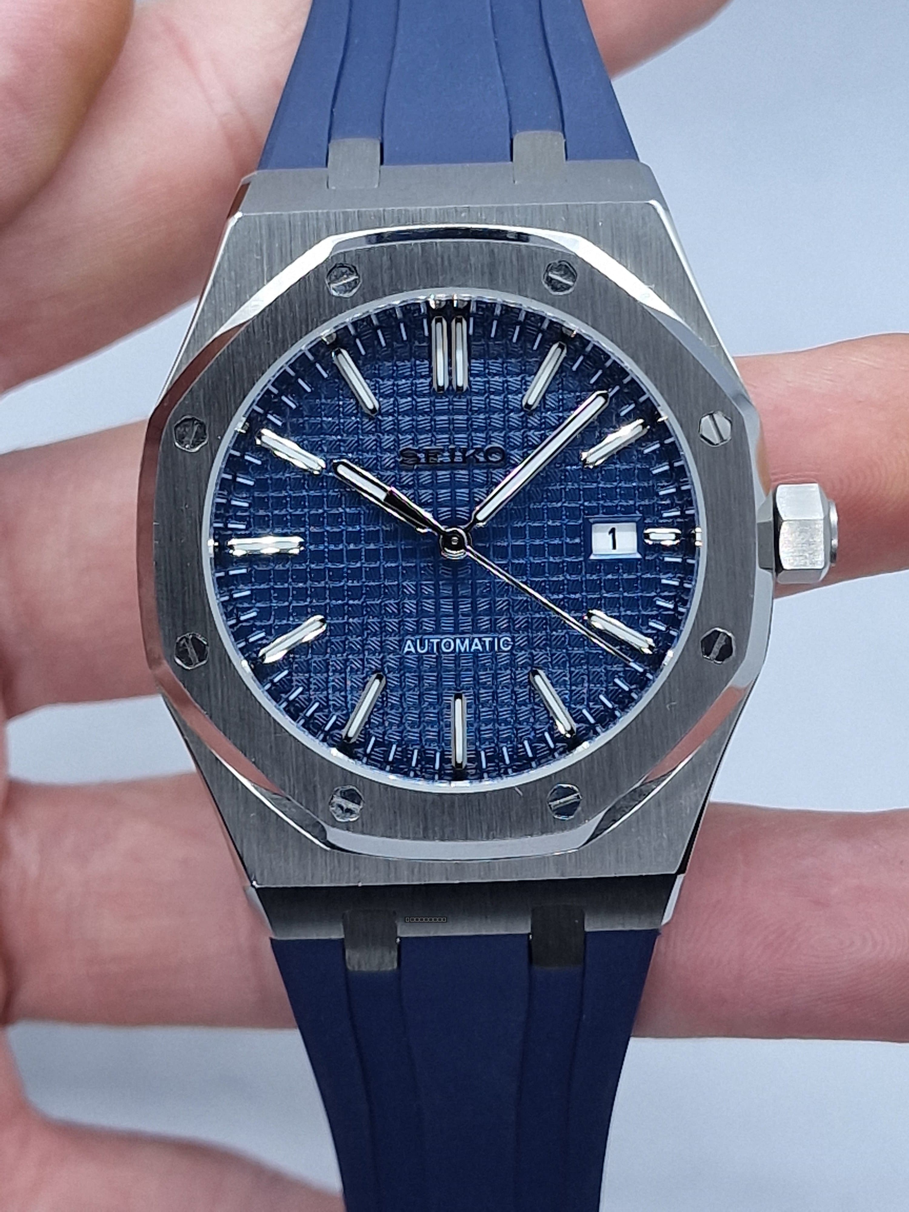 Orologio Mod Royal Oak blu Nh35 automatico cinturino gomma