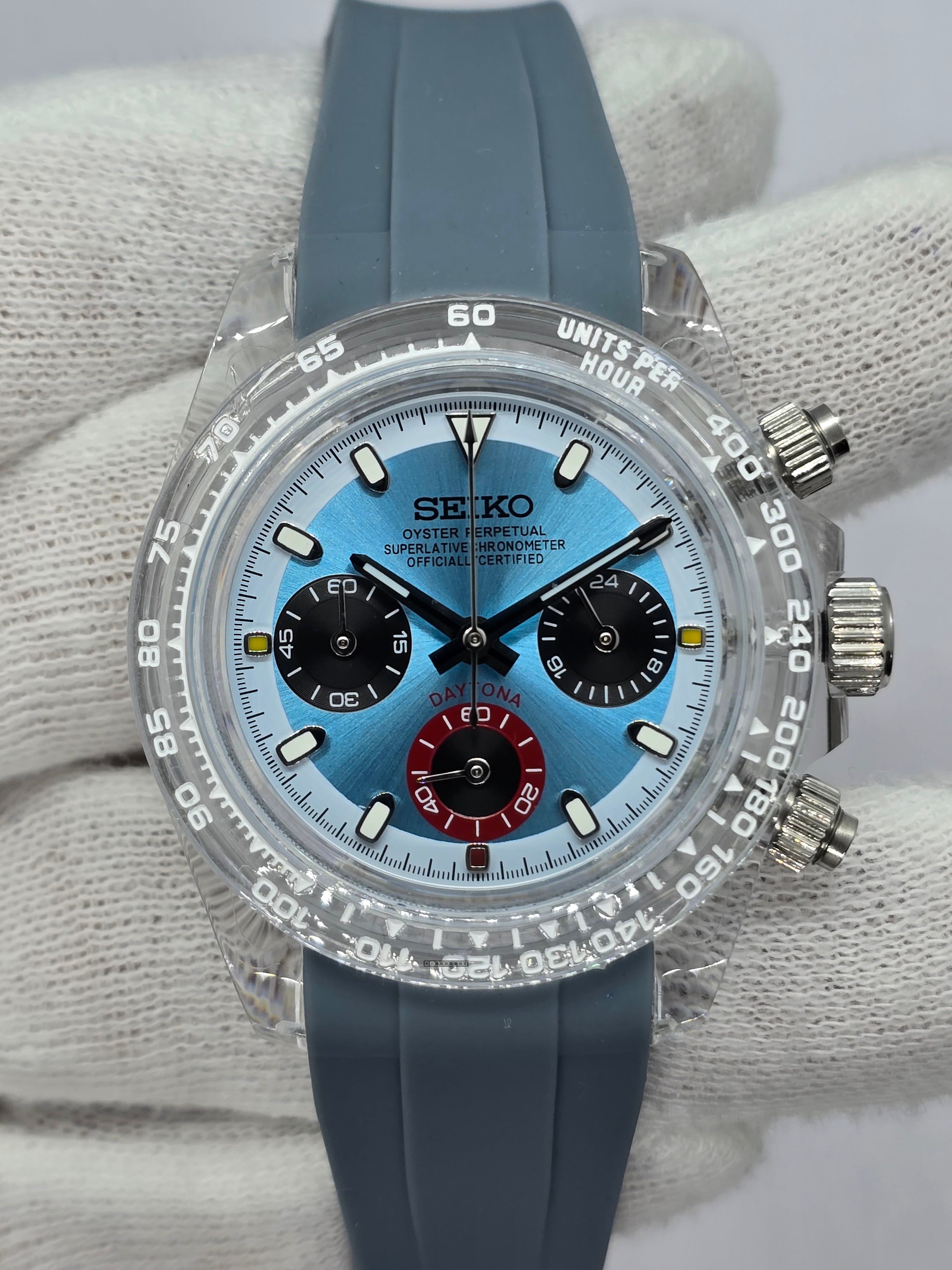 Orologio Mod Daytona Blue Ice cronografo Vk63 quarzo 40mm