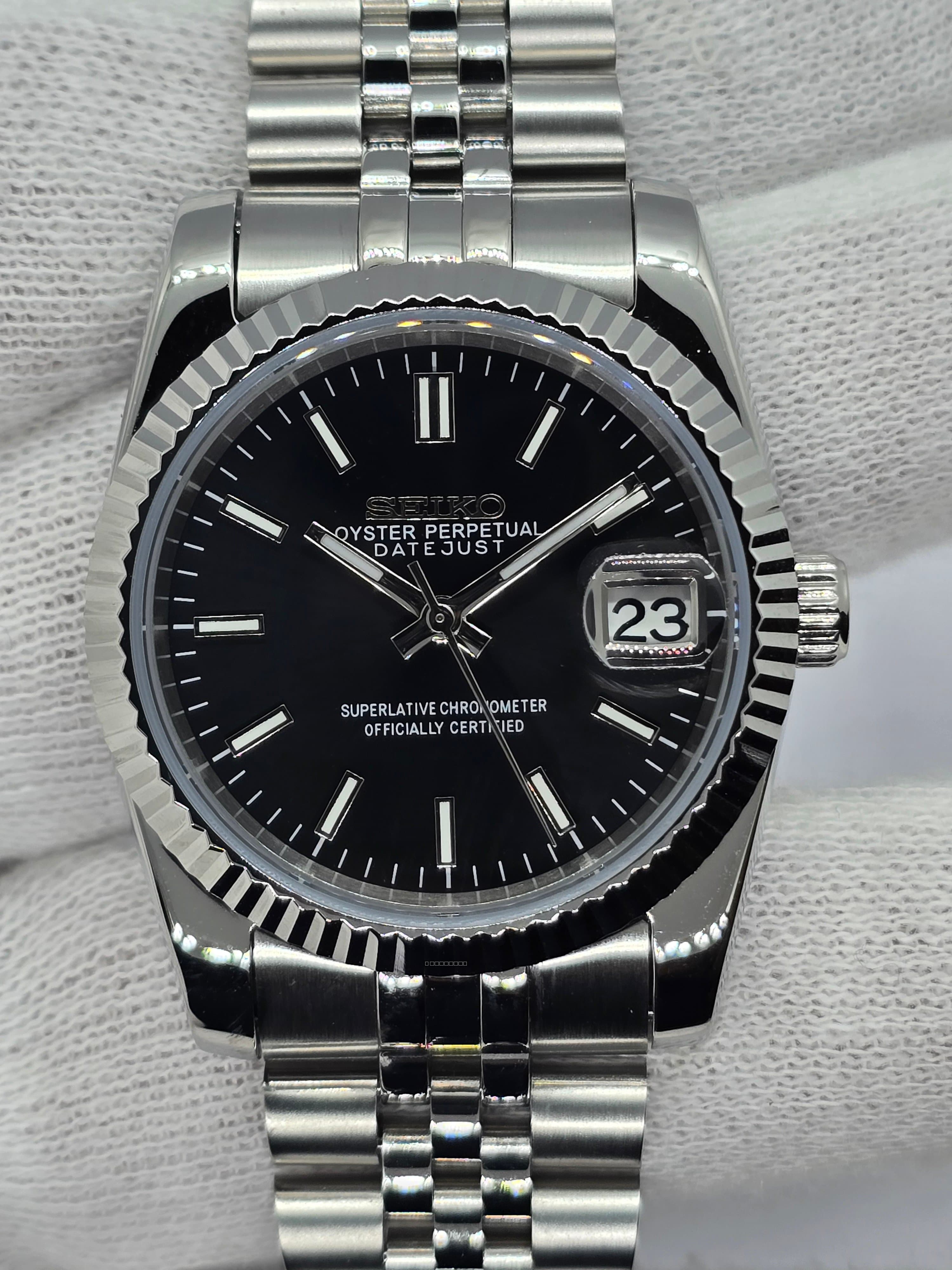 Orologio Mod Datejust nero Nh35 automatico 39mm vetro zaffiro