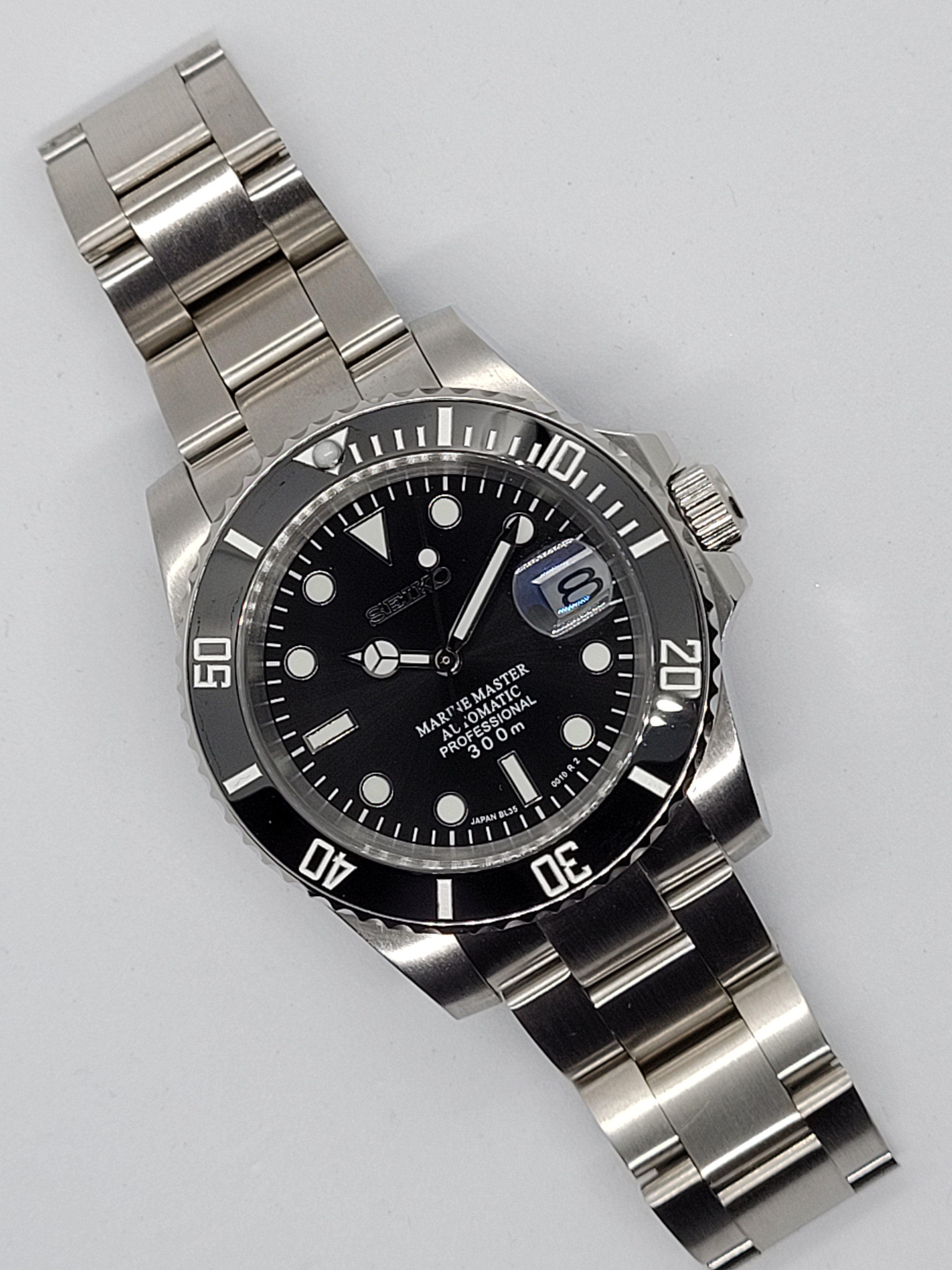 Seiko Mod Submariner Black Nh35 Automatic 40mm Custom Ceramic