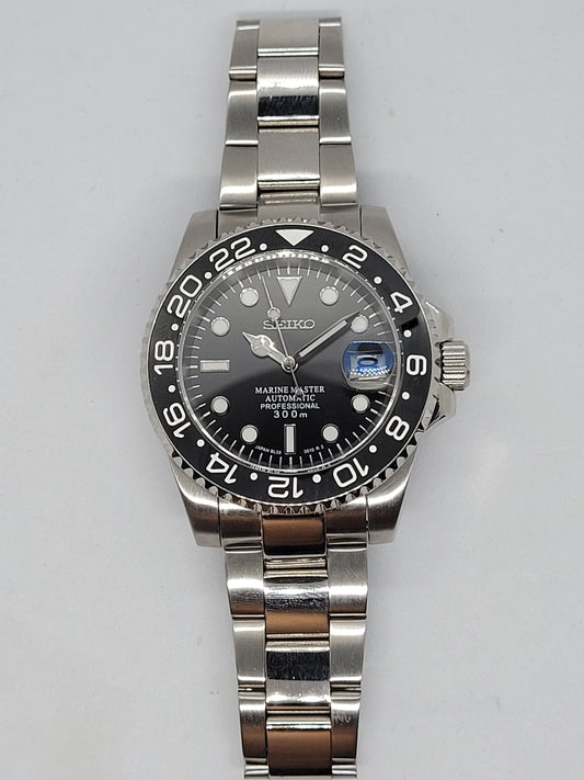 Seiko Mod Gmt Black Nh35 Amautomatic 40mm Custom Ceramic Bezel