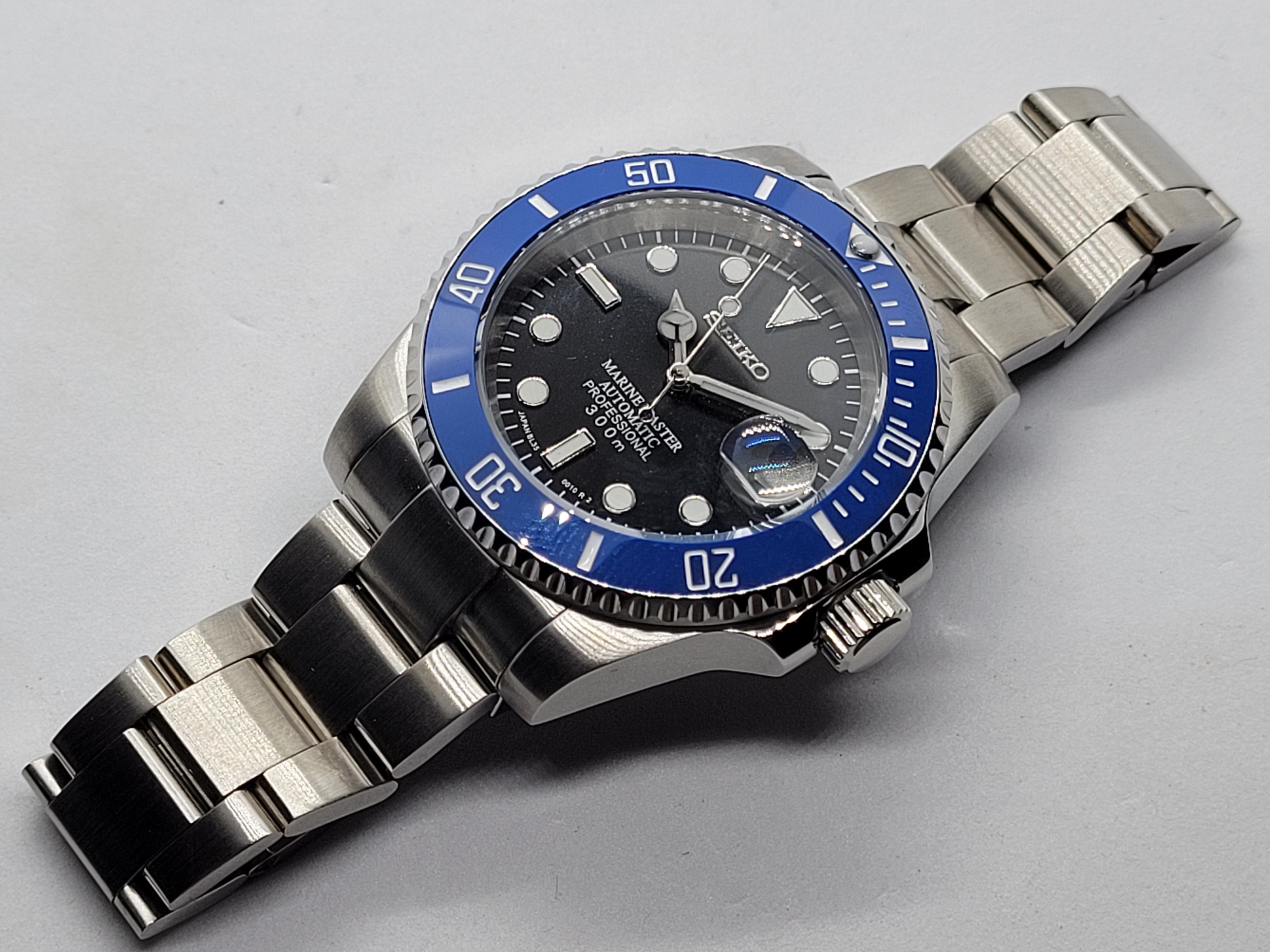 Seiko Mod Submariner Blue NH35 Automatic 40mm Custom Ceramic Bezel –  Dwatchmod