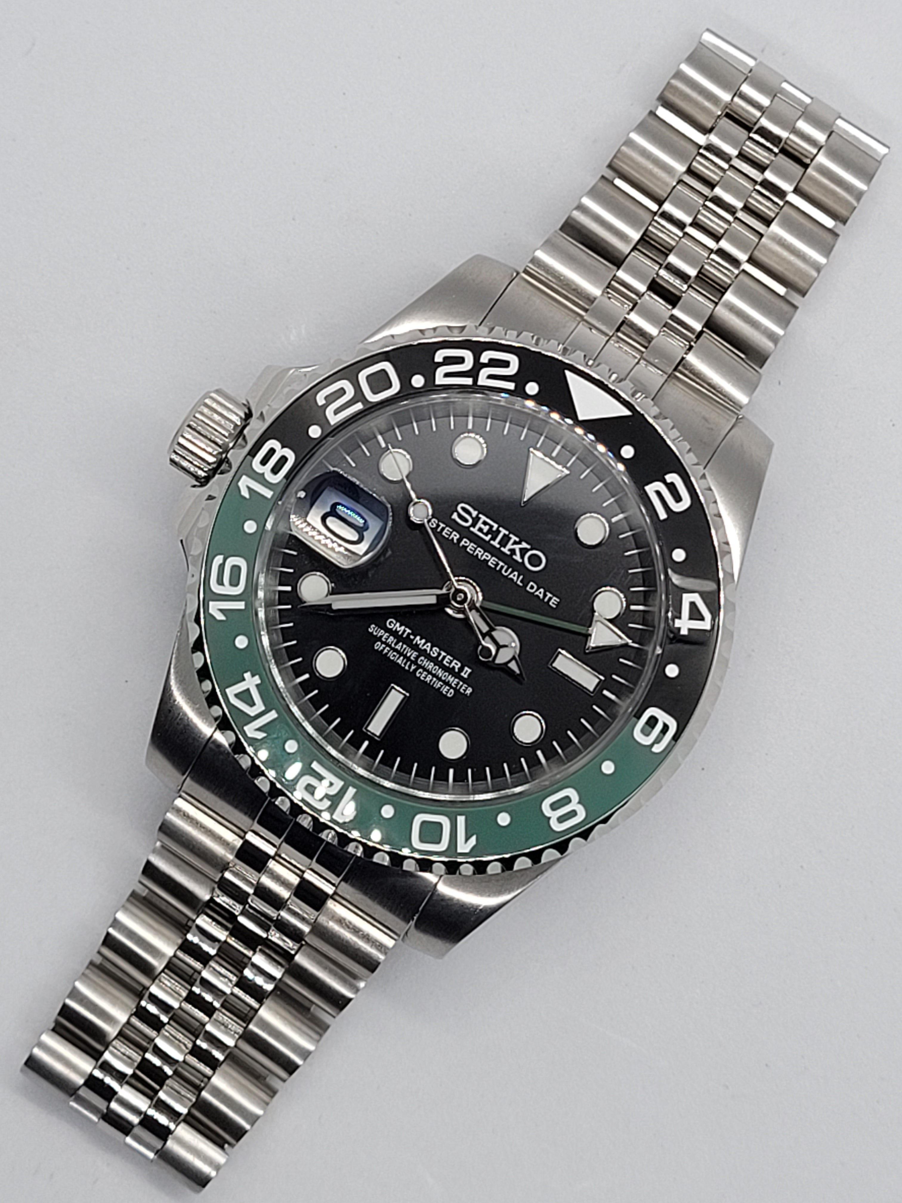 Seiko Mod Gmt Sprite Left Hand Nh34 Automatic 40mm Custom – Dwatchmod