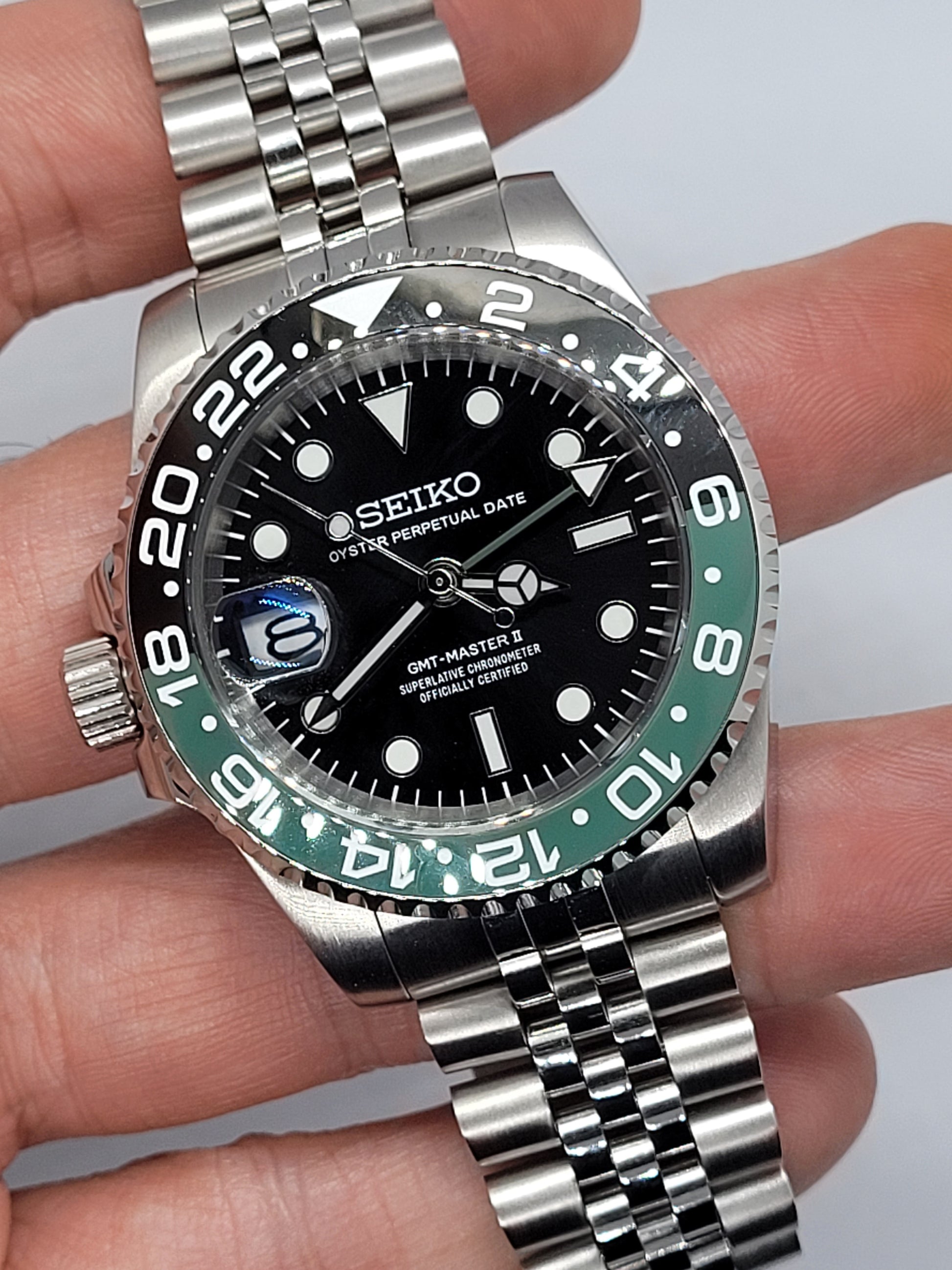 Seiko Mod Gmt Sprite per mano sinistra Nh34 automatico 40 mm