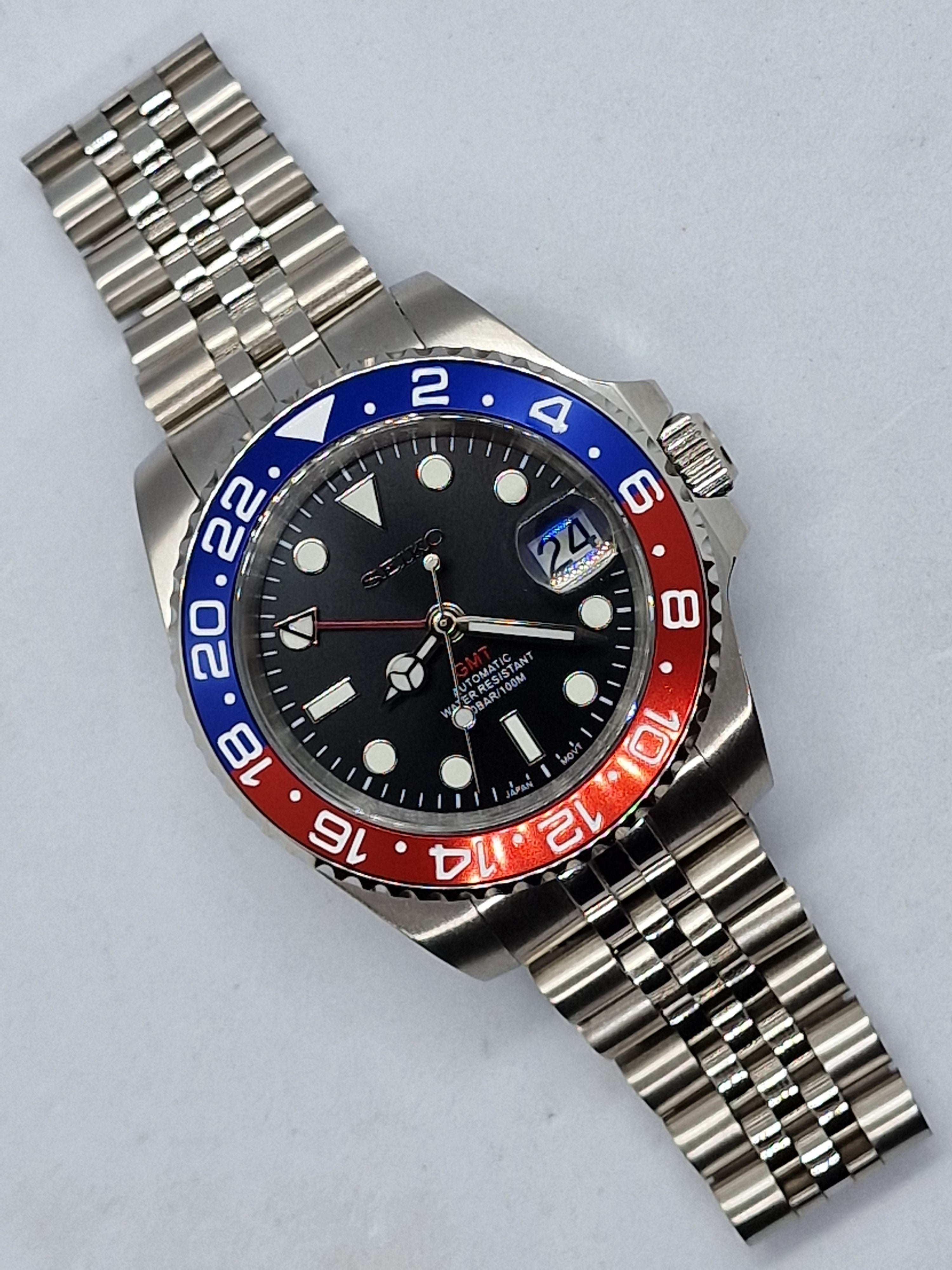 Seiko Mod Gmt Pepsi Nh34 Automatik 40 mm individuelle