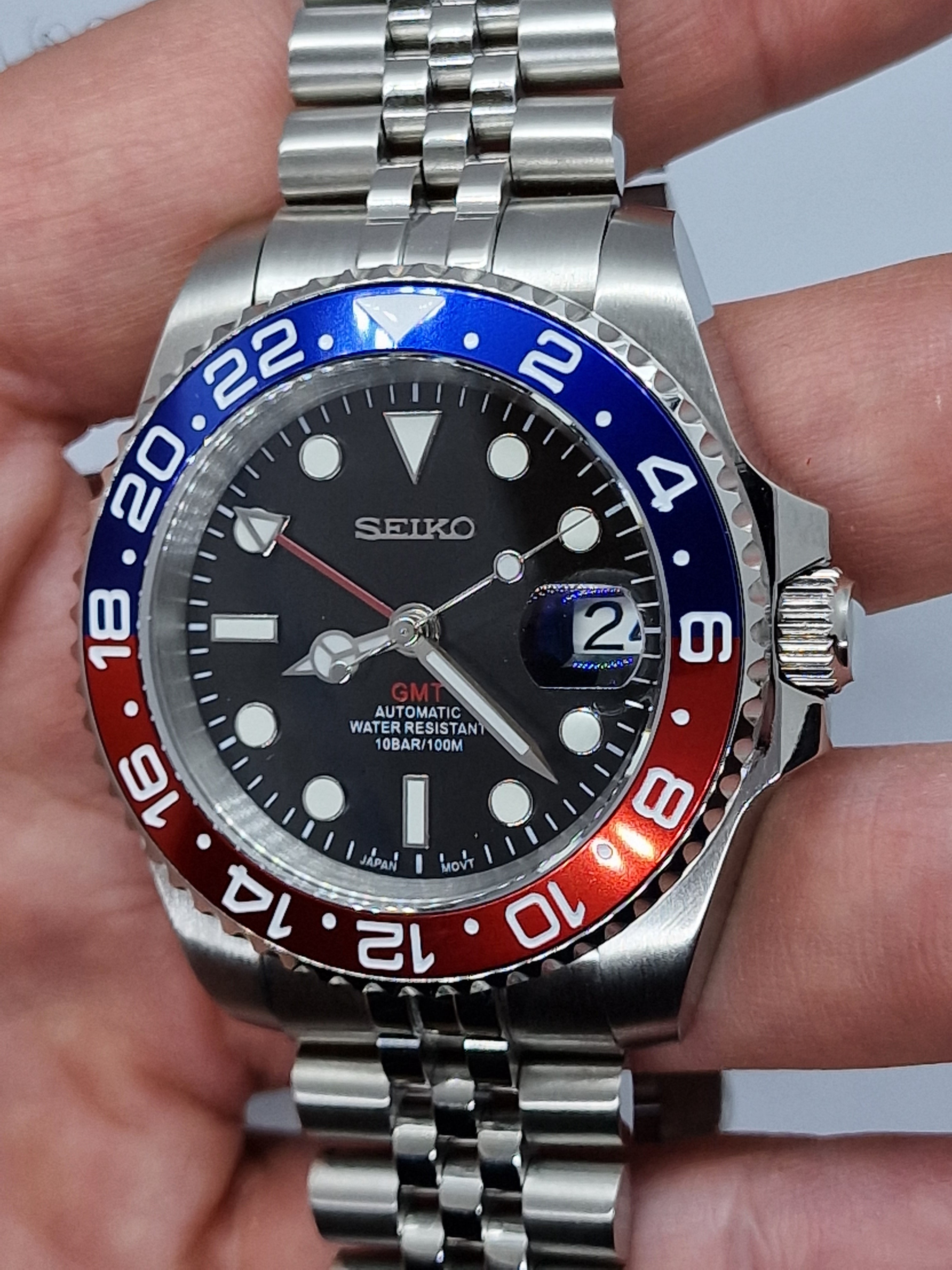 Seiko Mod Gmt Pepsi Nh34 Automatik 40 mm individuelle