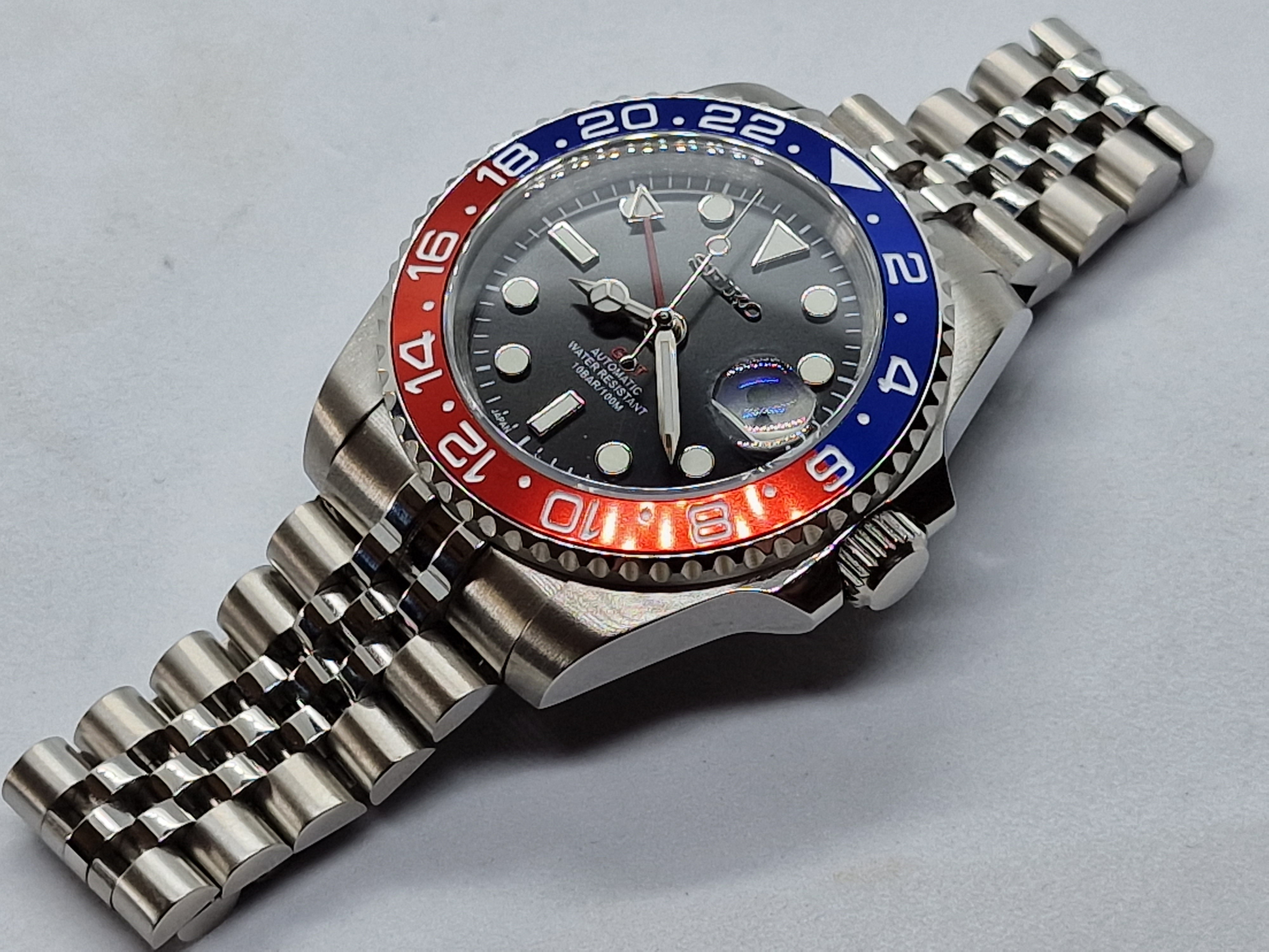 Seiko Mod Gmt Pepsi Nh34 Automatik 40 mm individuelle