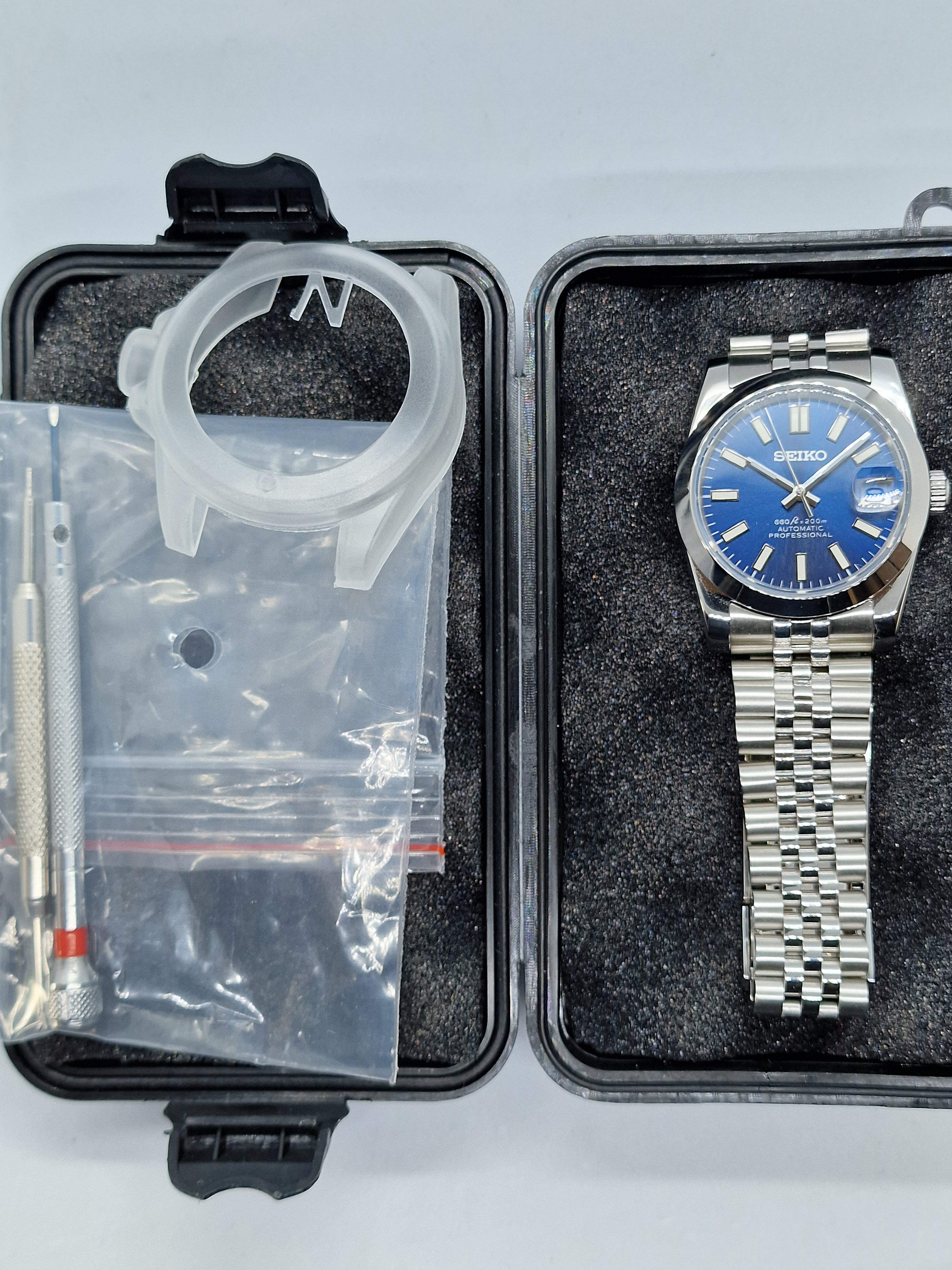 Seiko Mod Datejust Blue Nh35 Automatik 36 mm Custom Saphirglas