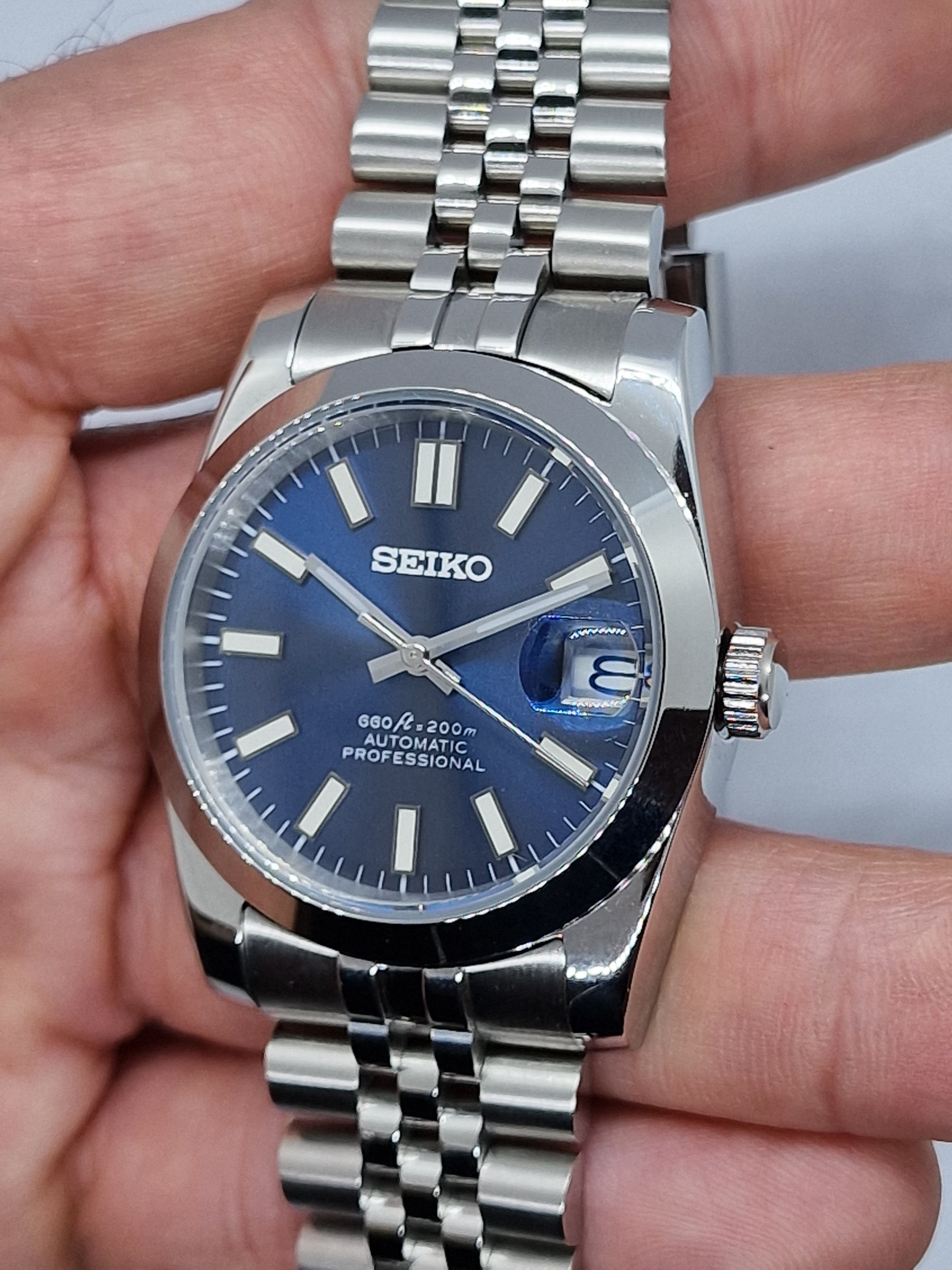 Seiko Mod Datejust Blue Nh35 Automatik 36 mm Custom Saphirglas