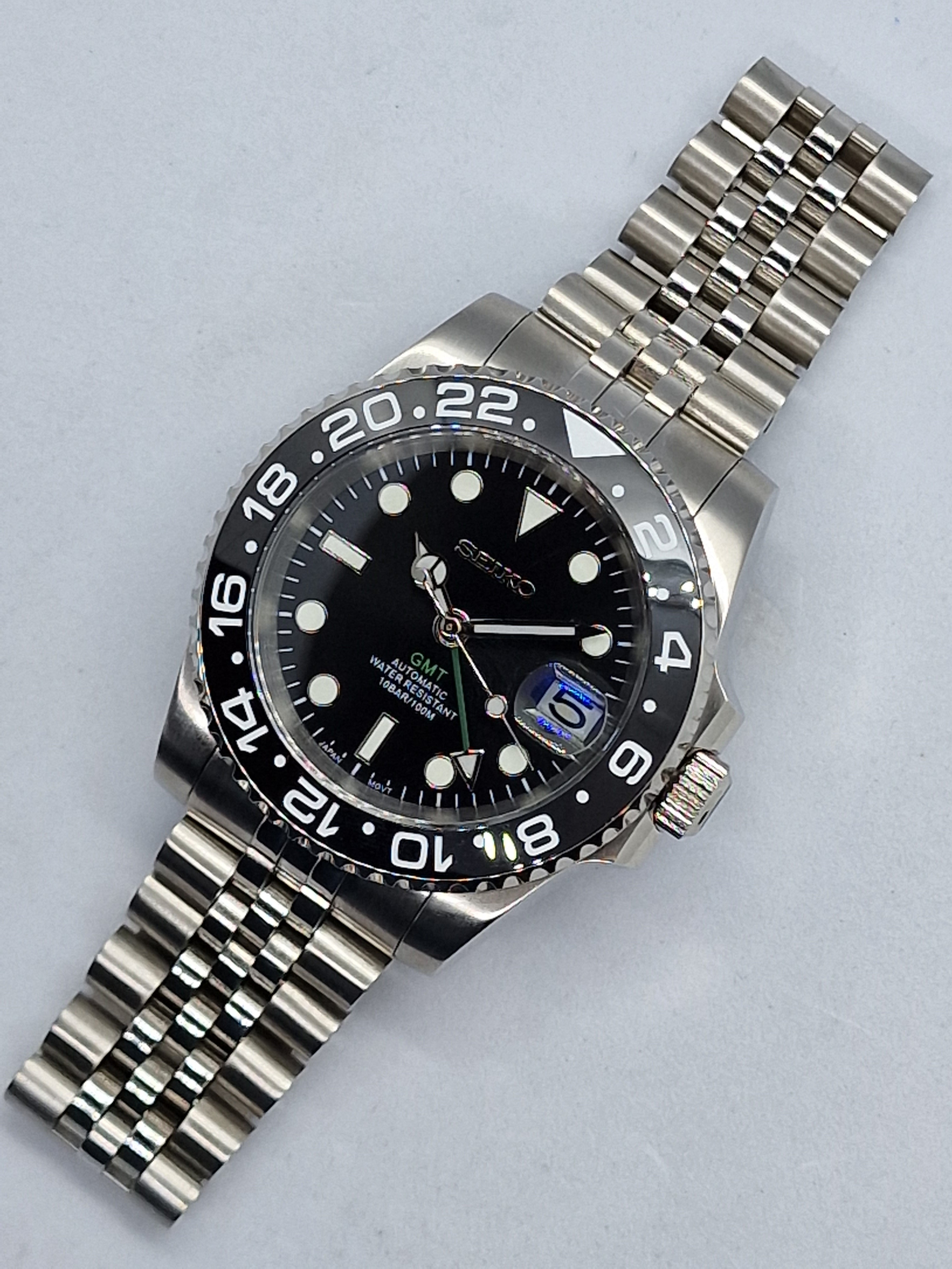 Seiko Mod Gmt Black Nh34 Automatic 40 mm Ceramic Bezel