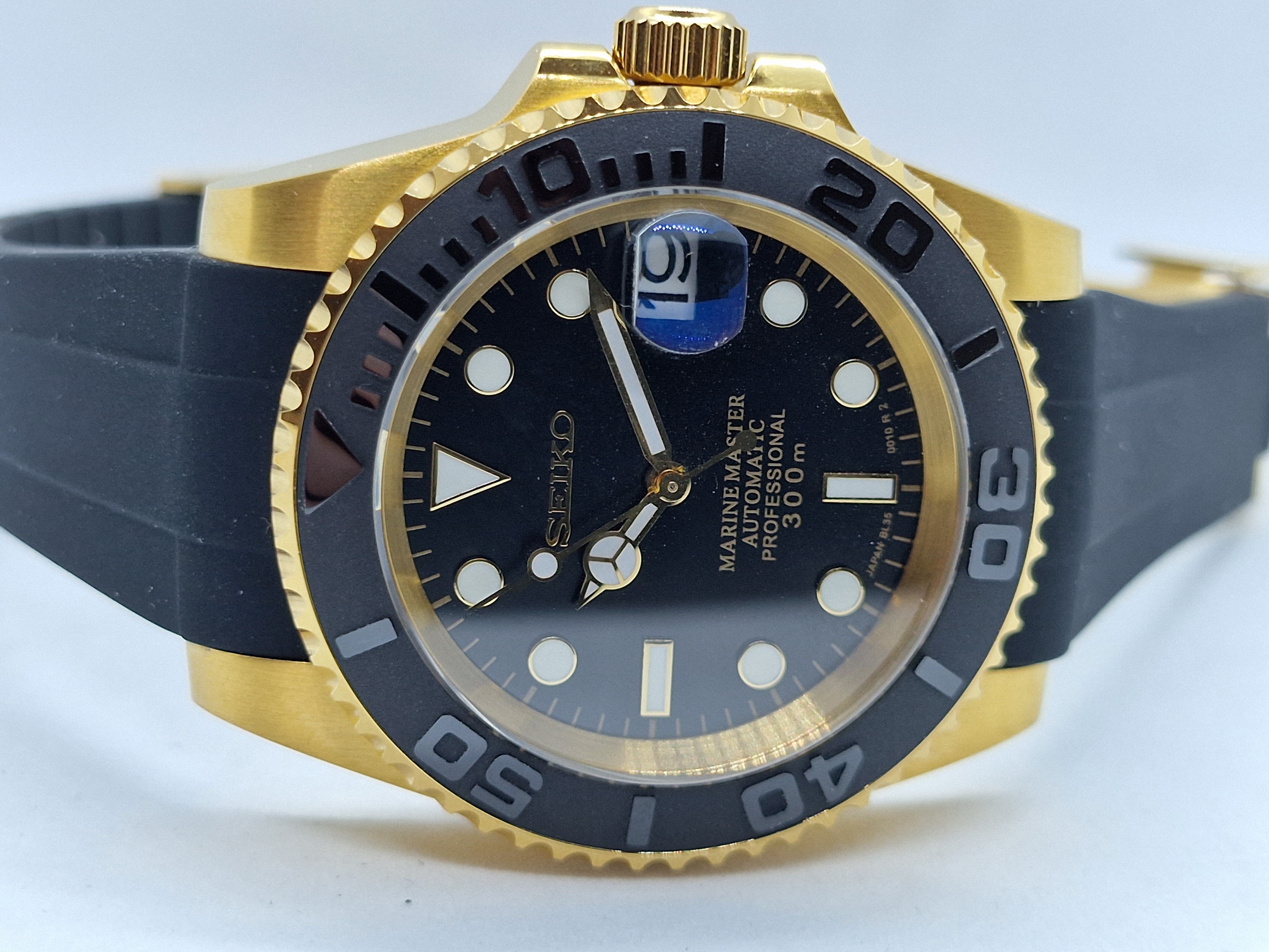 Seiko Mod Yachtmaster Yellow Gold NH35 Automatic 40mm Custom Ceramic B –  Dwatchmod