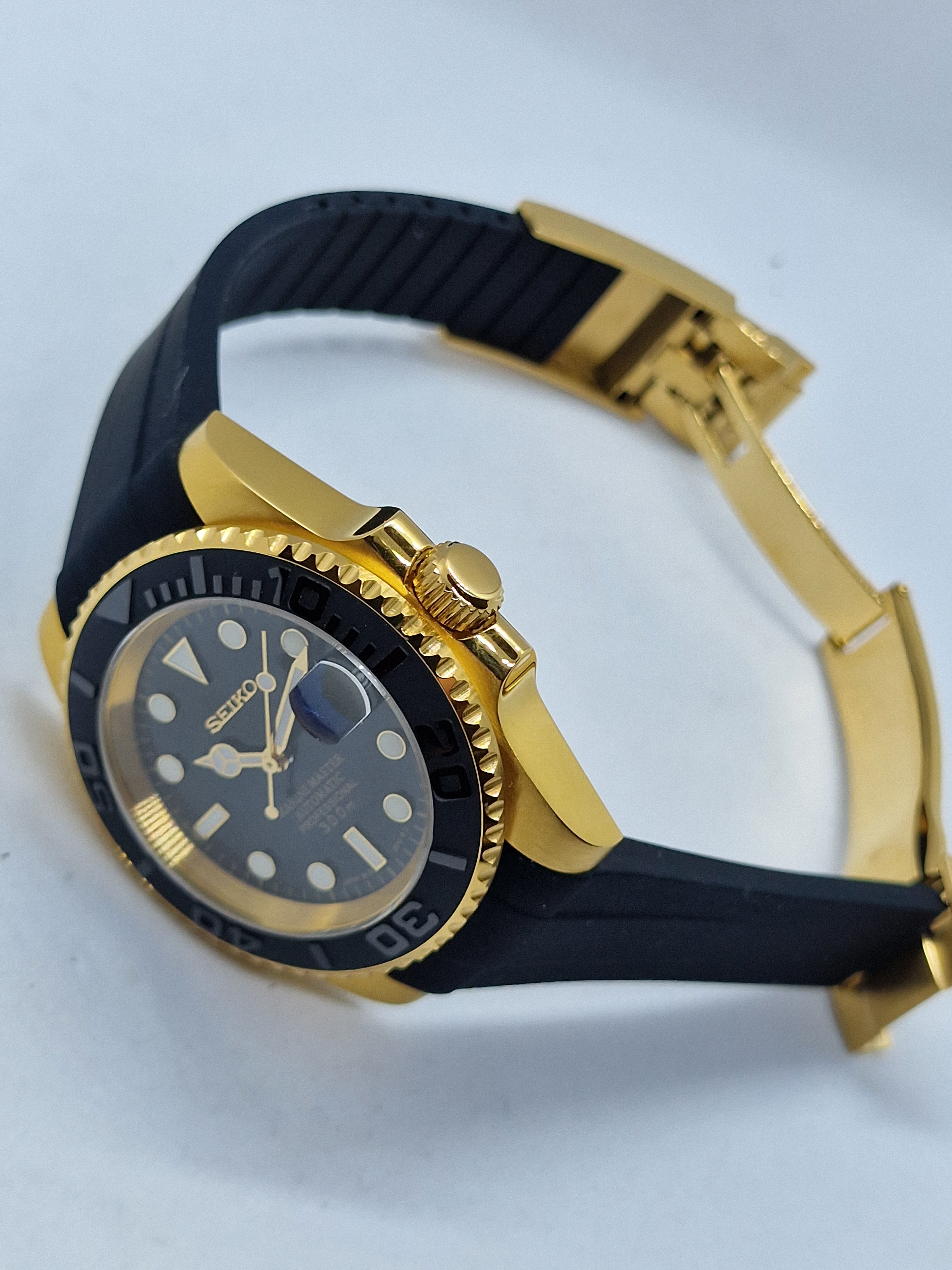 Seiko Mod Yachtmaster Yellow Gold NH35 Automatic 40mm Custom Ceramic B –  Dwatchmod