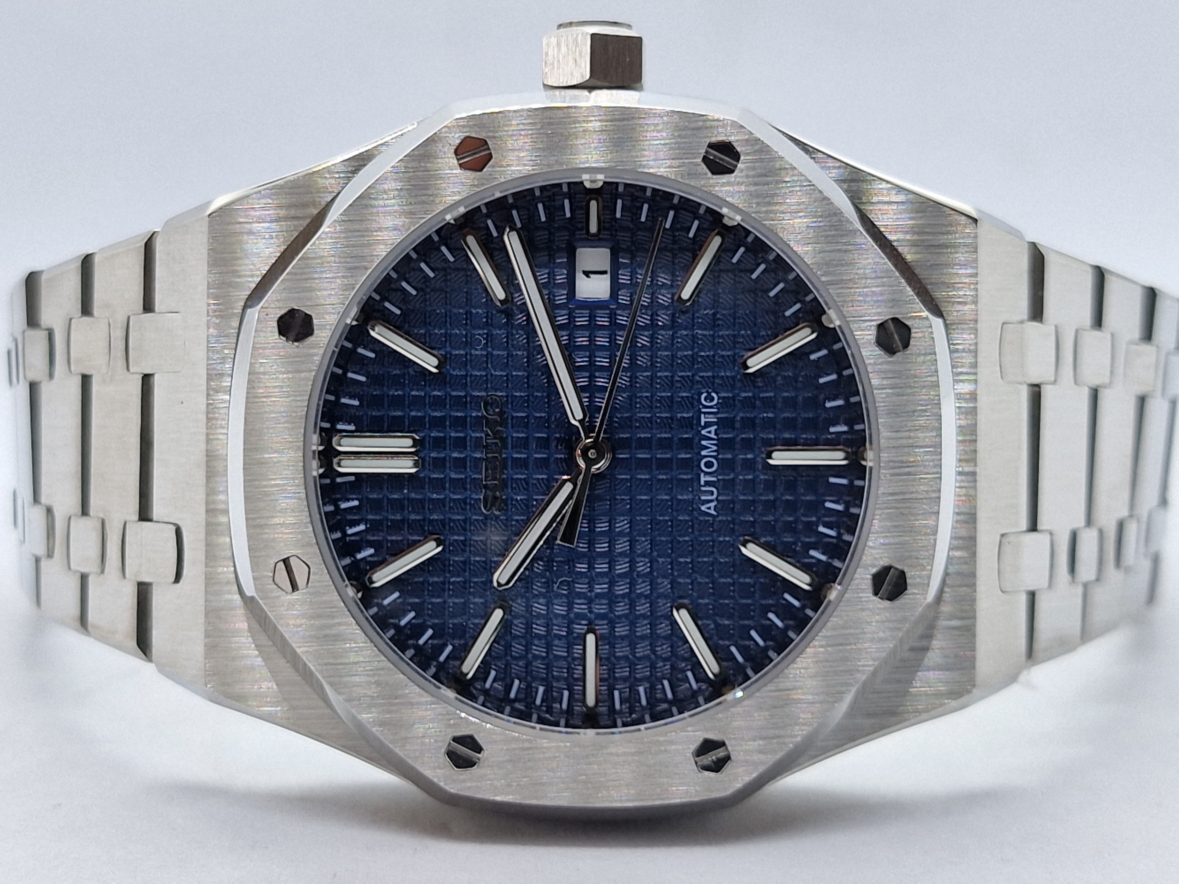 Seiko Mod Seikoak Royal Oak blu Nh35 automatico 42mm vetro zaffiro –  Dwatchmod