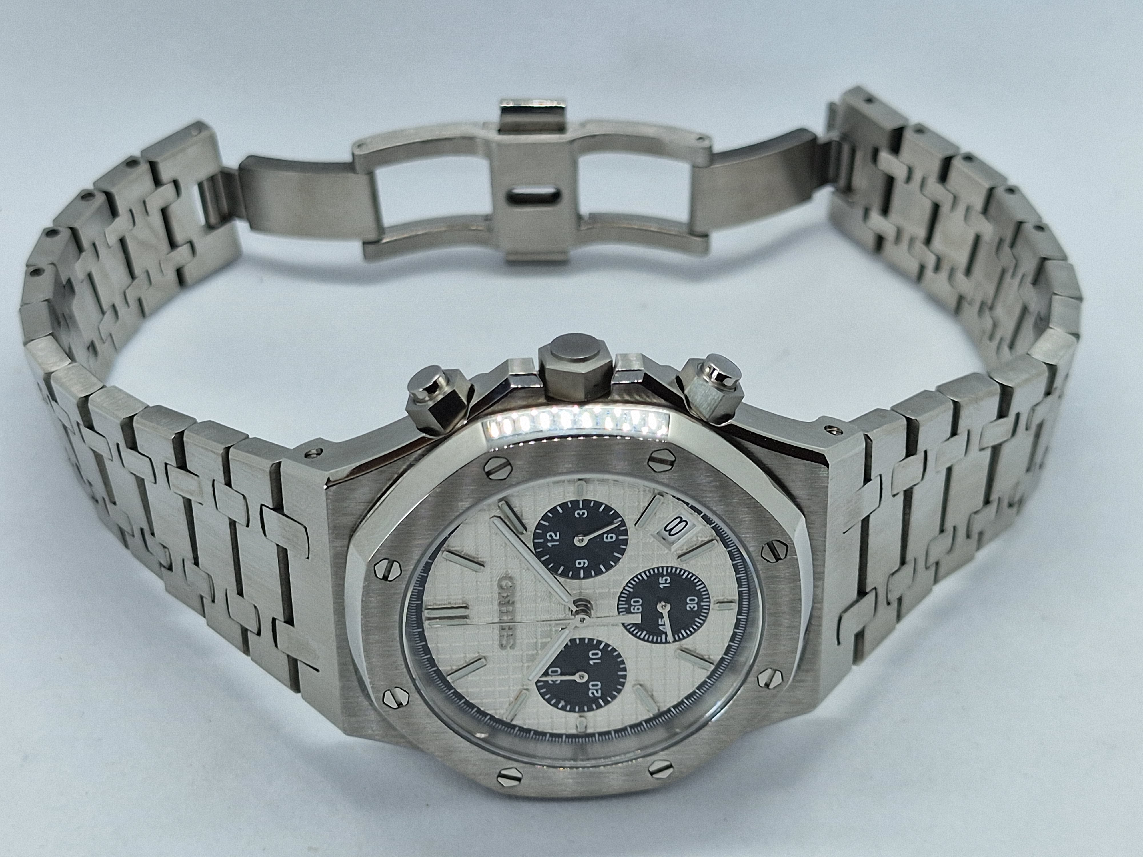 Seiko Mod Seikoak Royal Oak Chronograph Panda Vk63 Quarz 40 mm