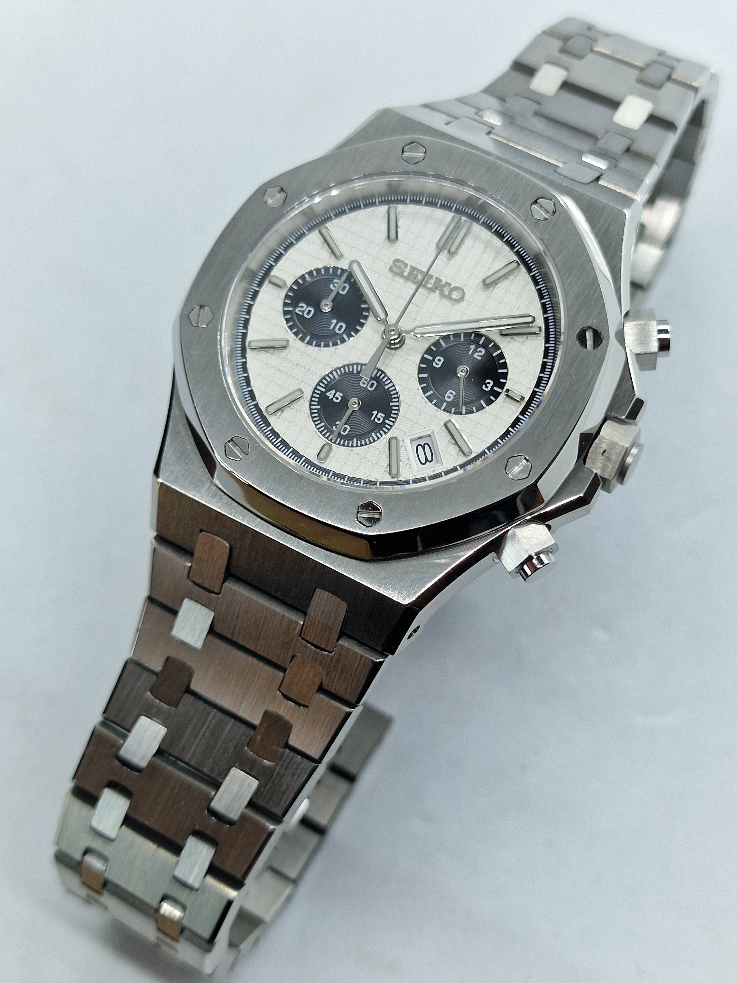 Seiko Mod Seikoak Royal Oak Chronograph Panda Vk63 Quarz 40 mm