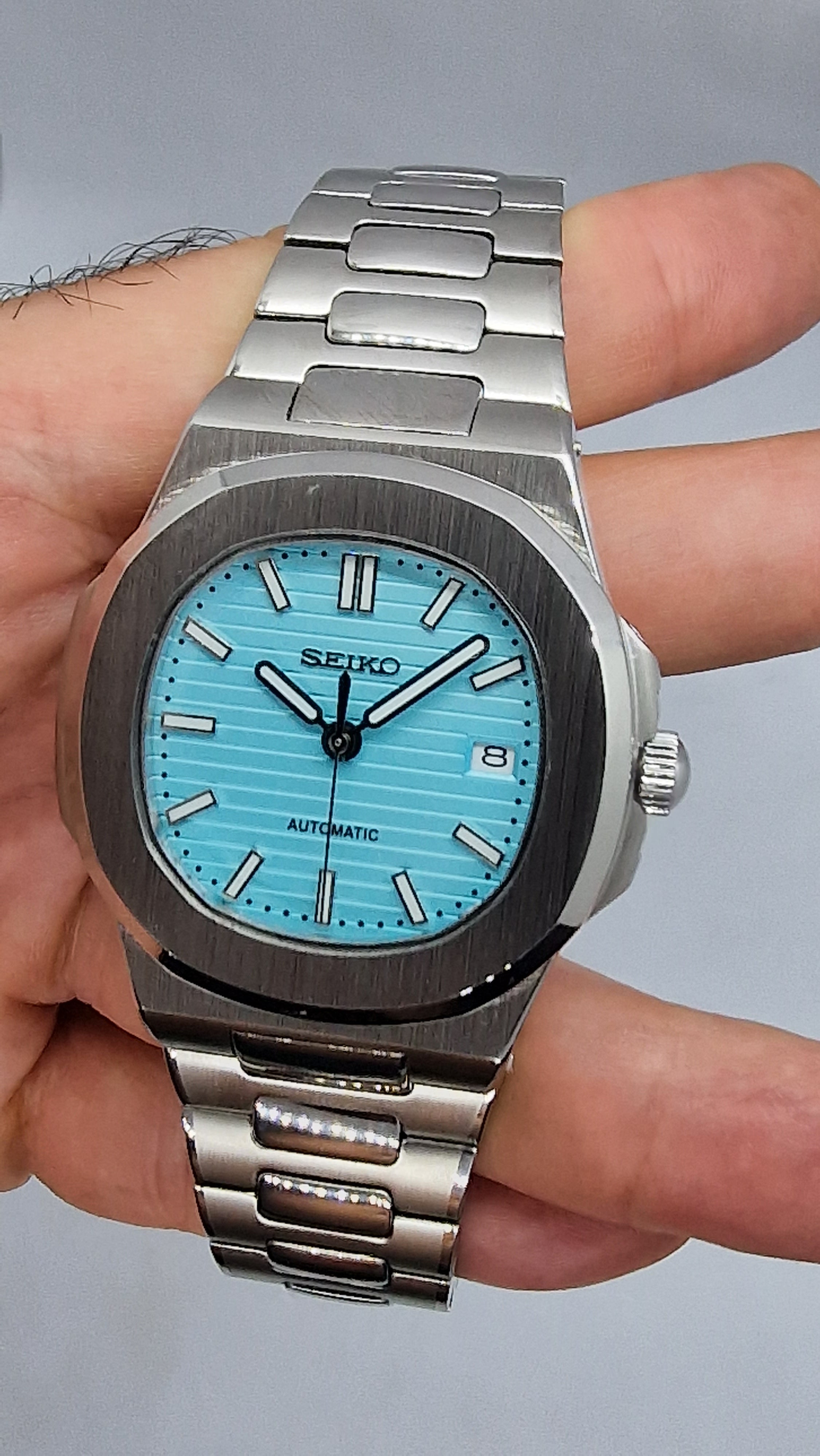 Seiko Mod Nautilus Tiffany Nh35 Automatik 40 mm Custom Saphirglas