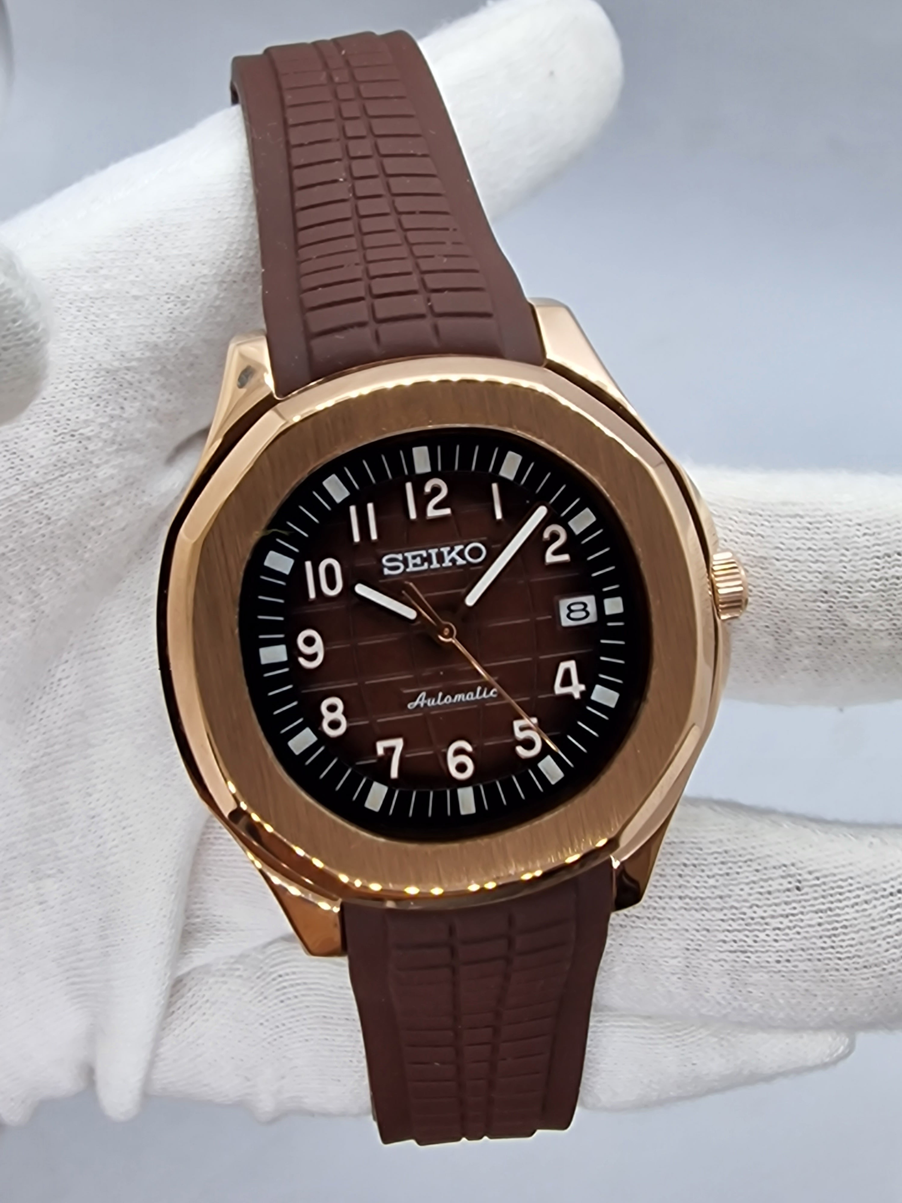 Seiko Mod Aquanaut Chocolate Seikonaut Rose Gold Nh35 Automatic