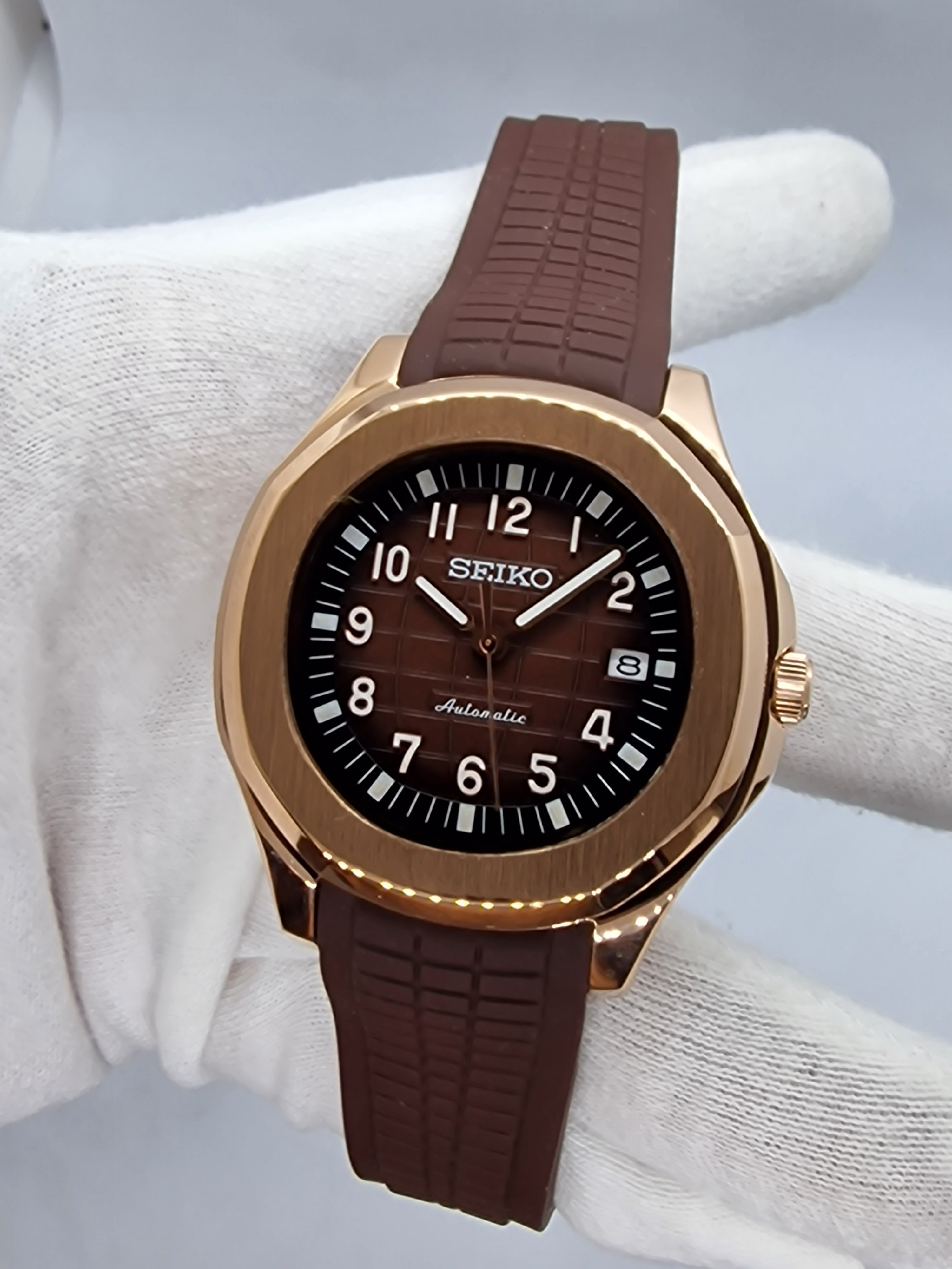 Seiko Mod Aquanaut Chocolate Seikonaut Rose Gold Nh35 Automatic