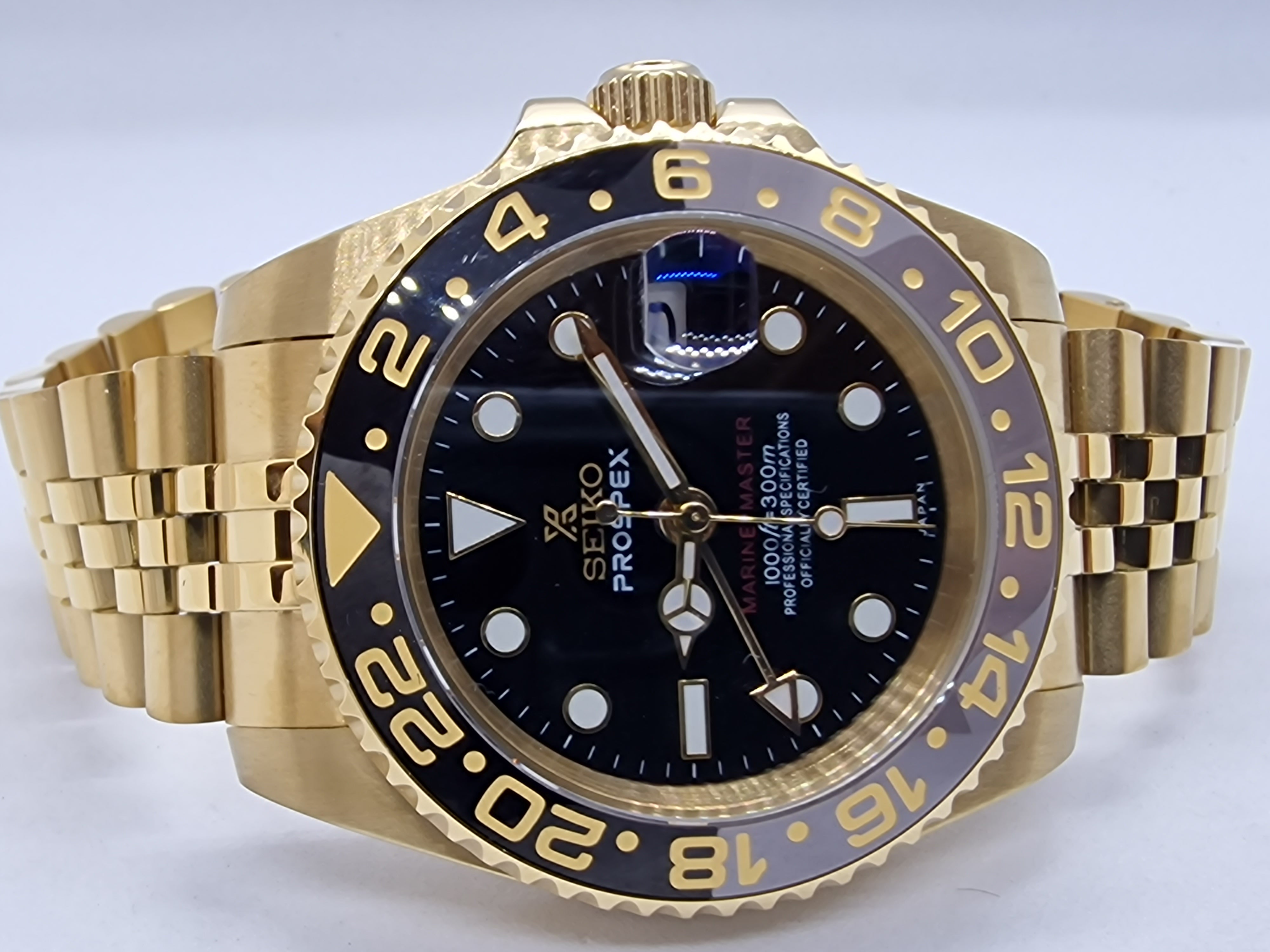 Seiko Mod Gmt Yellow Gold Nh34 Automatic 40mm Custom Ceramic Bezel –  Dwatchmod