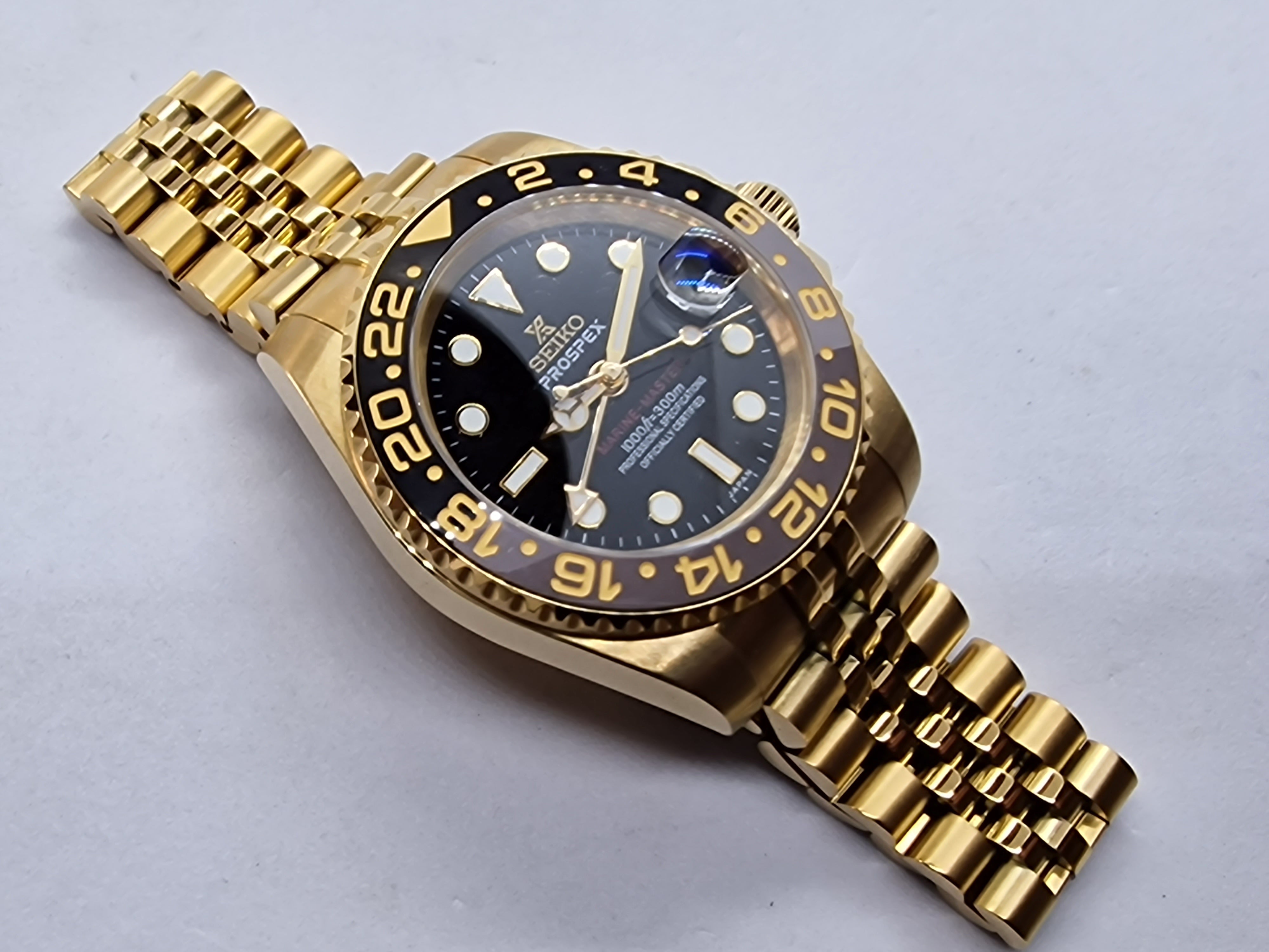 Seiko Mod Gmt Yellow Gold Nh34 Automatic 40mm Custom Ceramic Bezel –  Dwatchmod