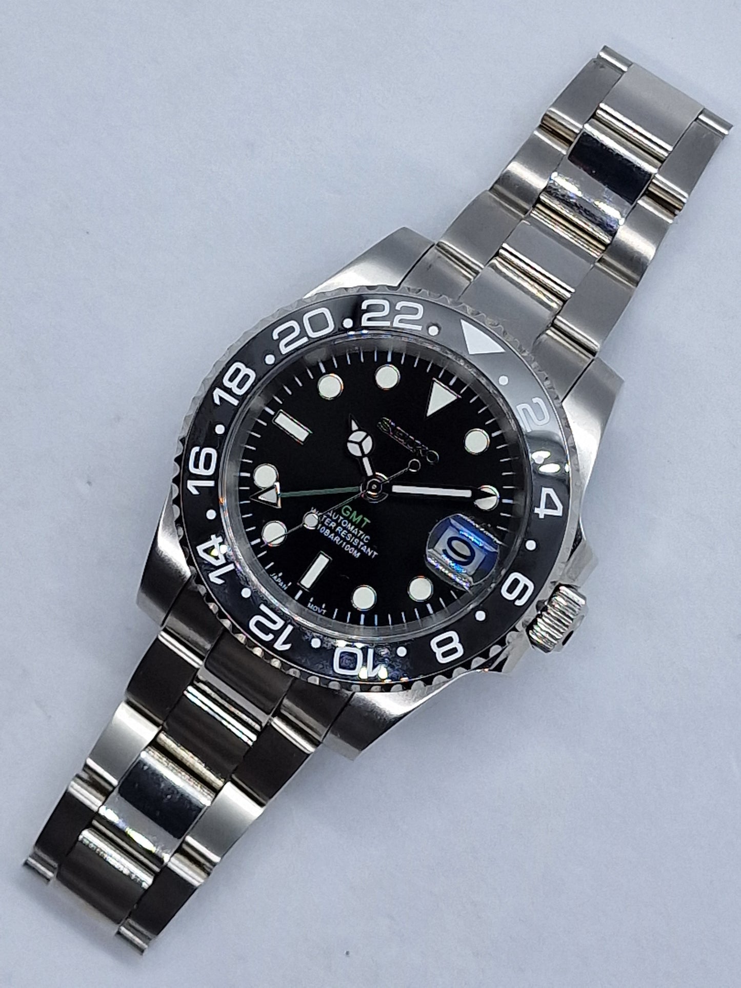 Seiko Mod Gmt Black Nh34 Automatik 40 mm individuelle Keramiklünette