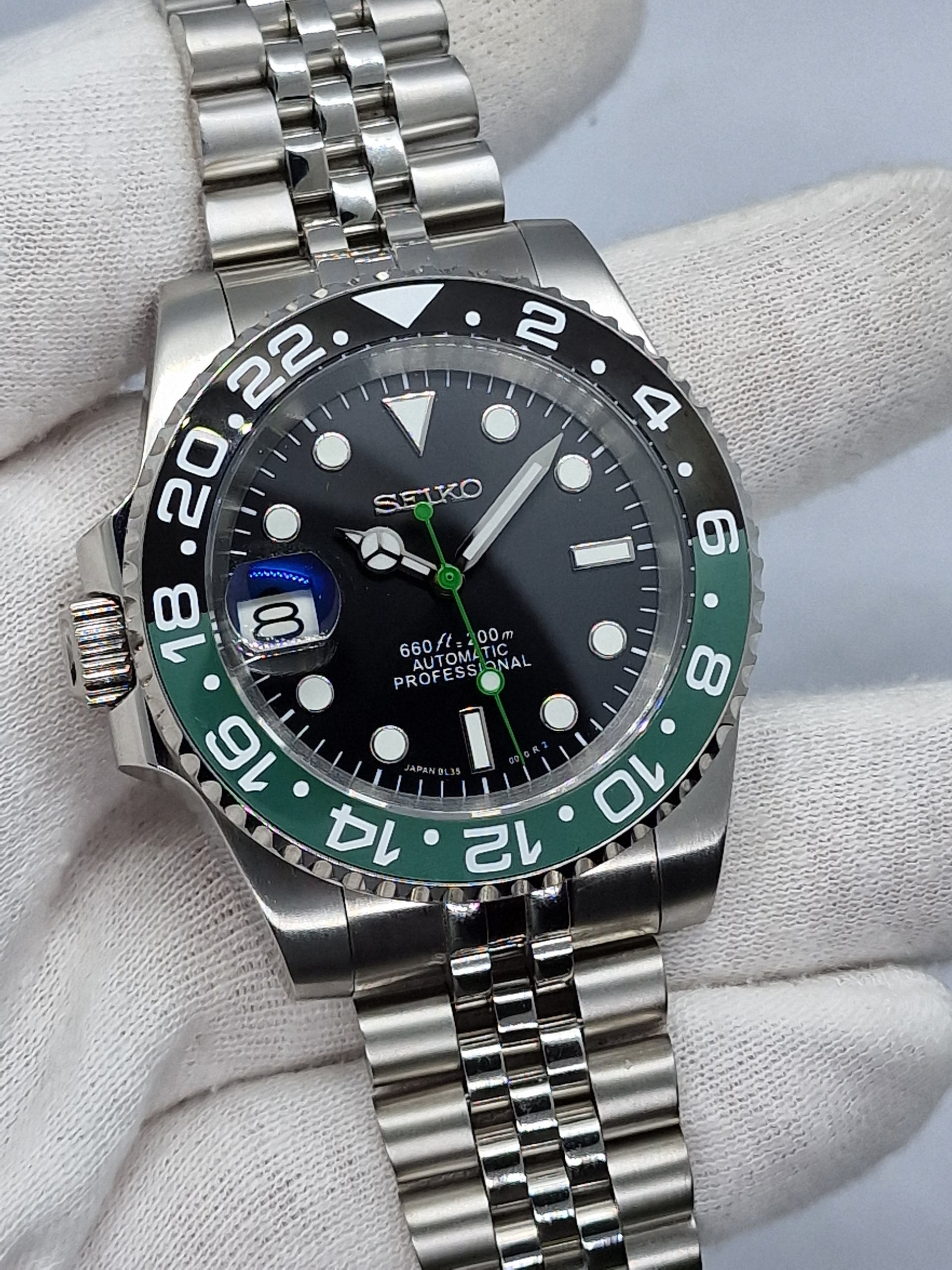 SEIKO mod nh35 黒サブ【 SEIKO MOD 】セイコー カスタム NH35A 機械式 自動巻 黒サブ ブラック/NH35/MOD/カスタム