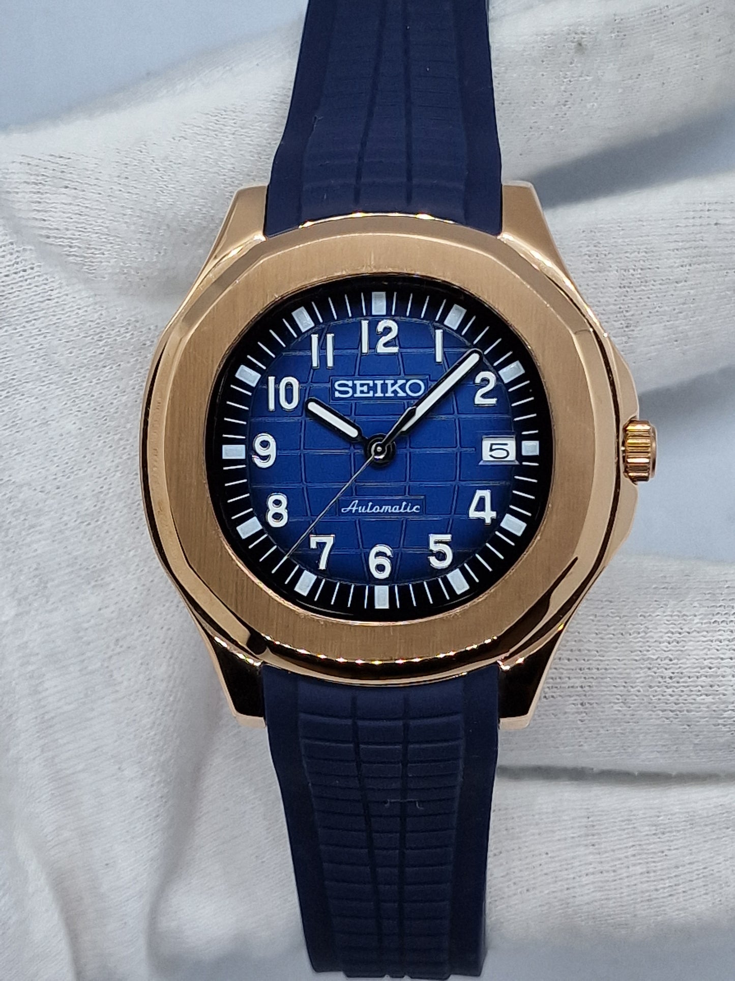Seiko Mod Seikonaut Blue Aquanaut Rose Gold Nh35 Automatic 42mm