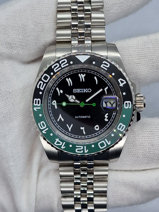 Seiko Mod Sprite Arabic Dial Nh35 Automatic 40mm Ceramic Bezel Custom