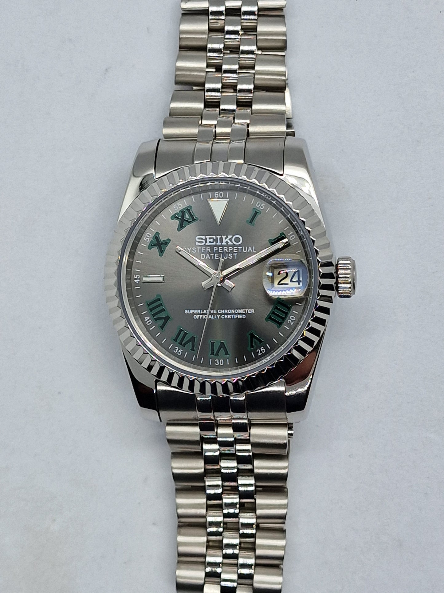 Seiko Mod Wimbledon Datejust Nh35 Automatic 36mm Custom Sapphire Glass