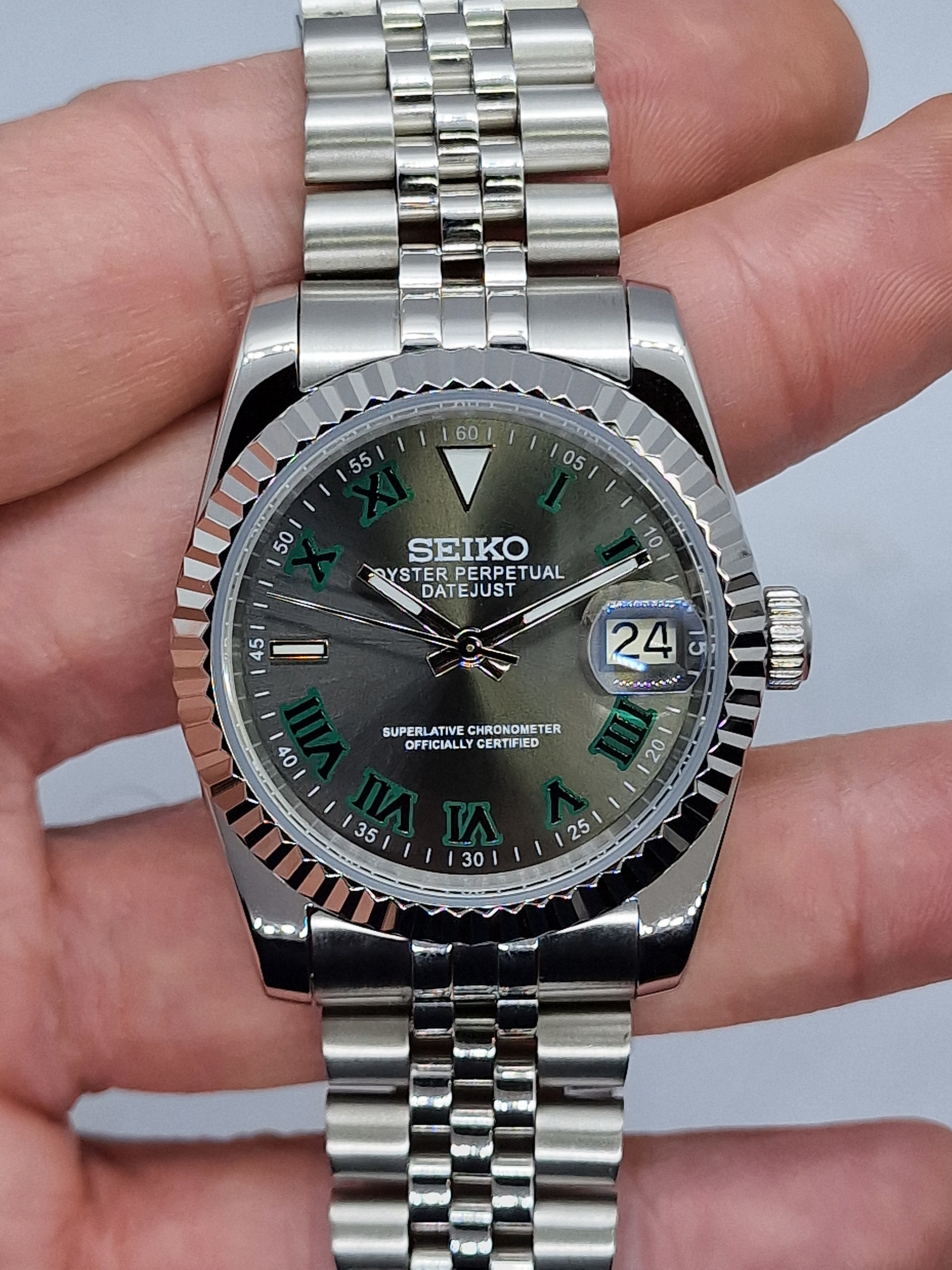 Seiko Mod Wimbledon Datejust Nh35 Automatik 36 mm Custom