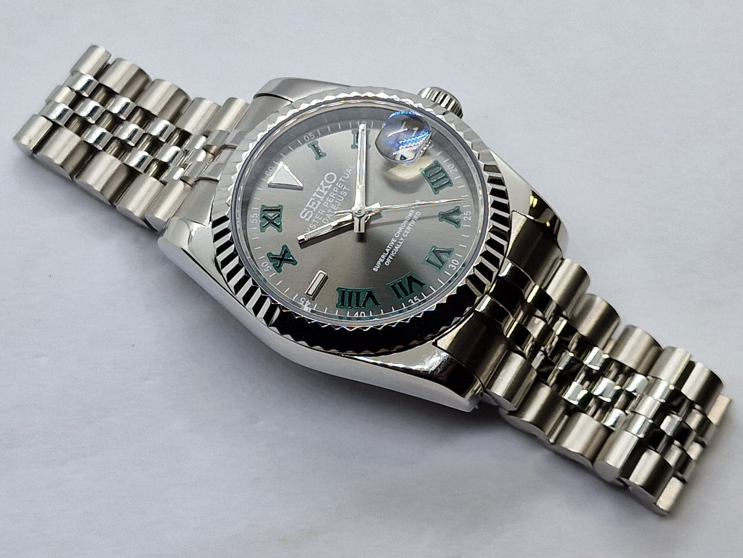 Seiko Mod Wimbledon Datejust Nh35 Automatic 36mm Custom Sapphire Glass