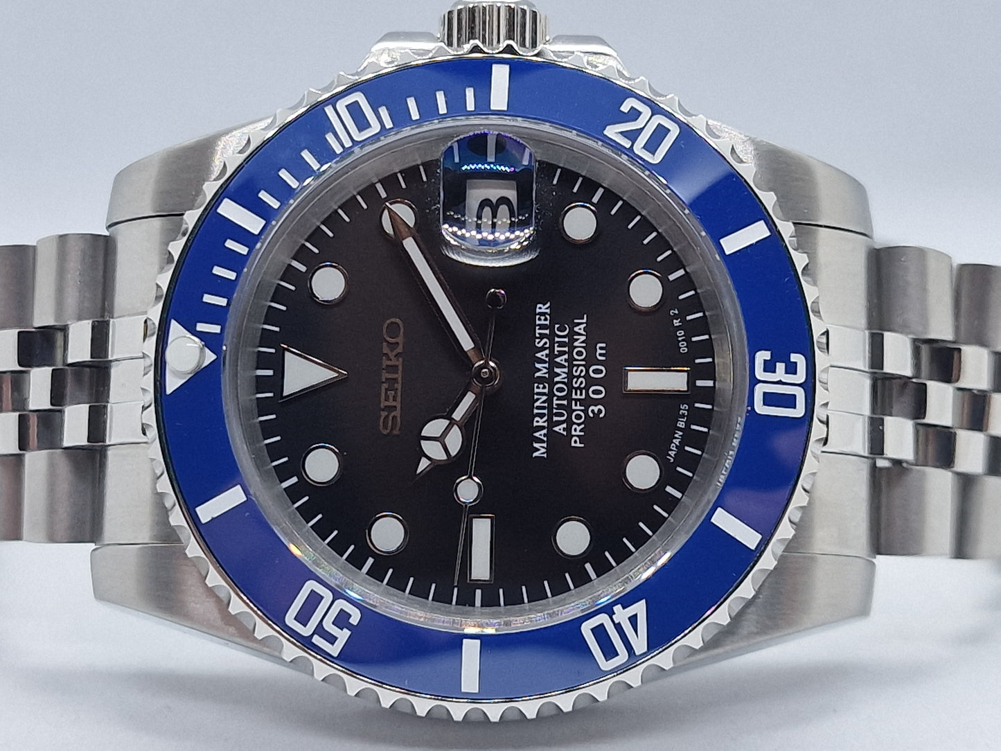 Seiko Mod Submariner blu Nh35 automatico 40 mm lunetta ceramica