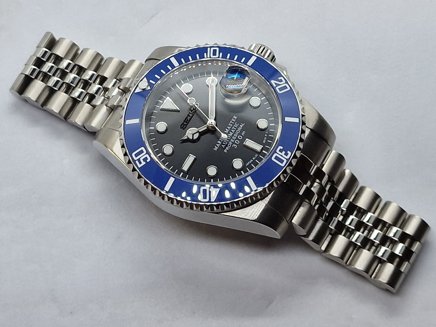 Seiko Mod Submariner blu Nh35 automatico 40 mm lunetta ceramica