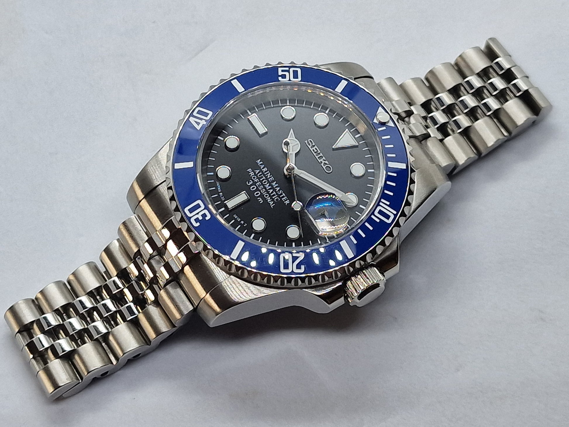 Seiko Mod Submariner blu Nh35 automatico 40 mm lunetta ceramica e
