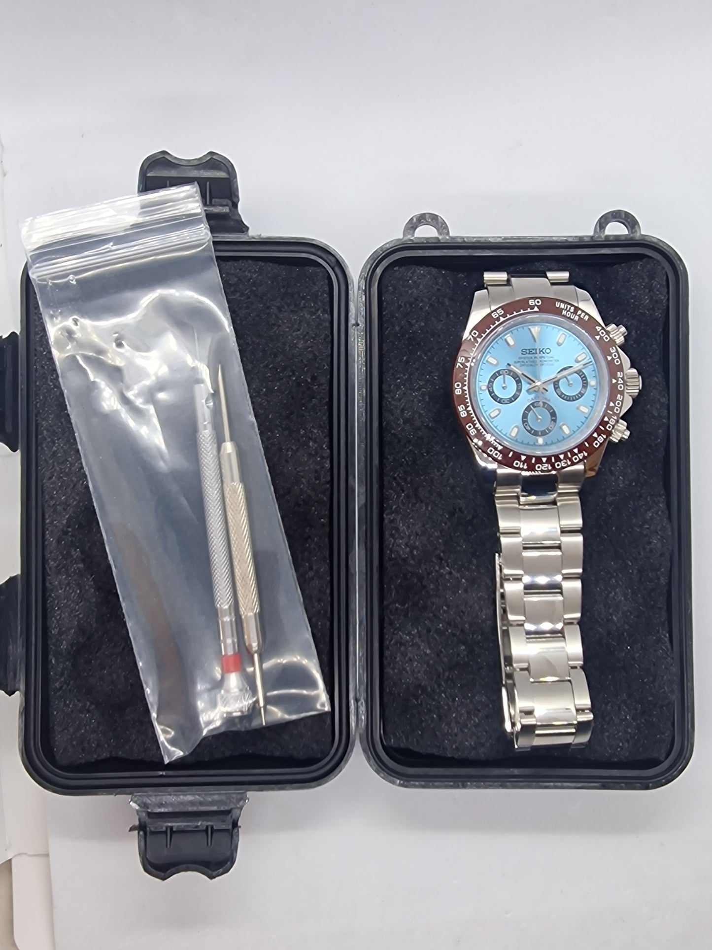 Seiko Mod Daytona Tiffany cronografo Vk63 quarzo 40 mm vetro zaffiro