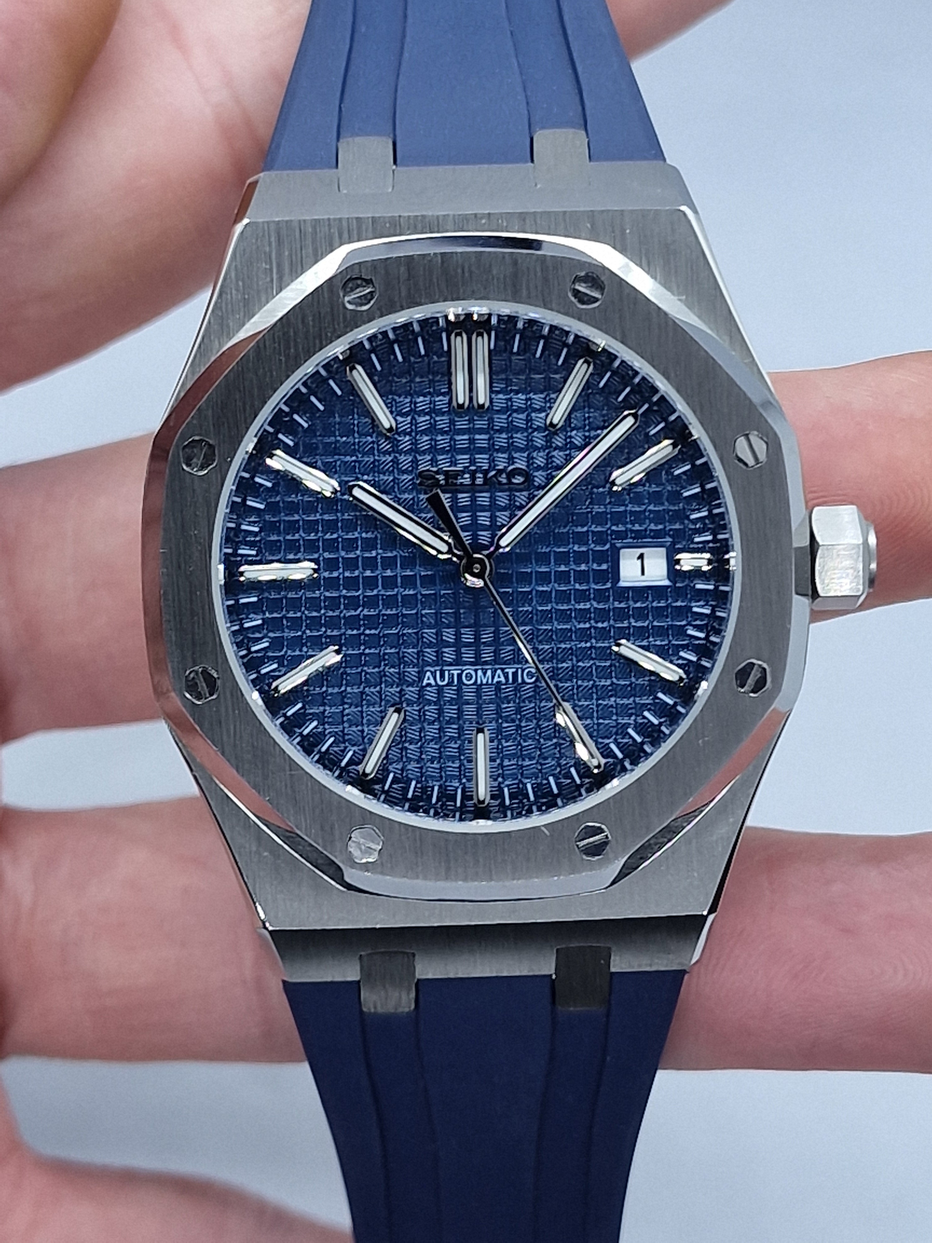 Seiko Mod Royal Oak Seikoak blu Nh35 automatico 42mm vetro zaffiro –  Dwatchmod